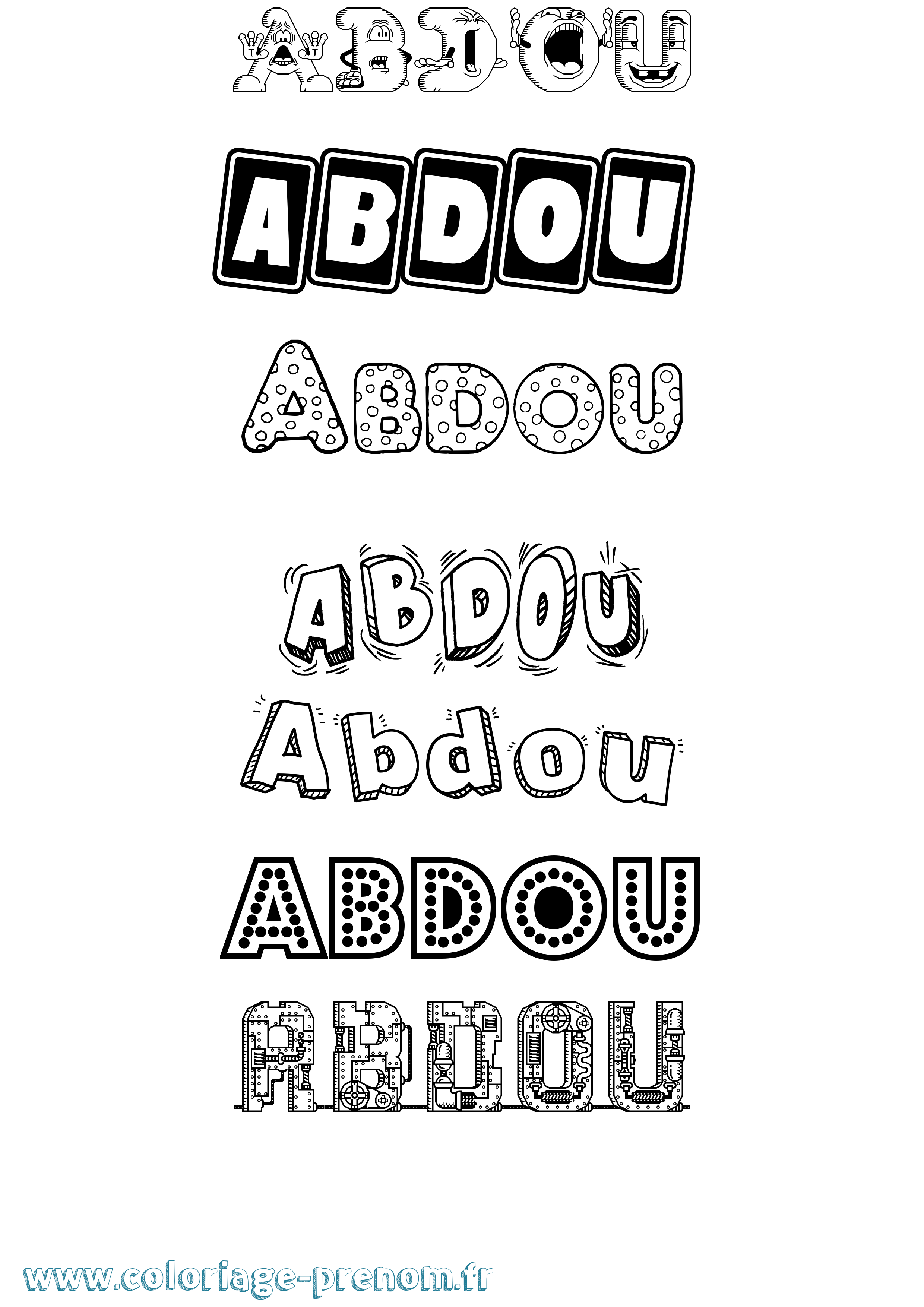 Coloriage prénom Abdou Fun