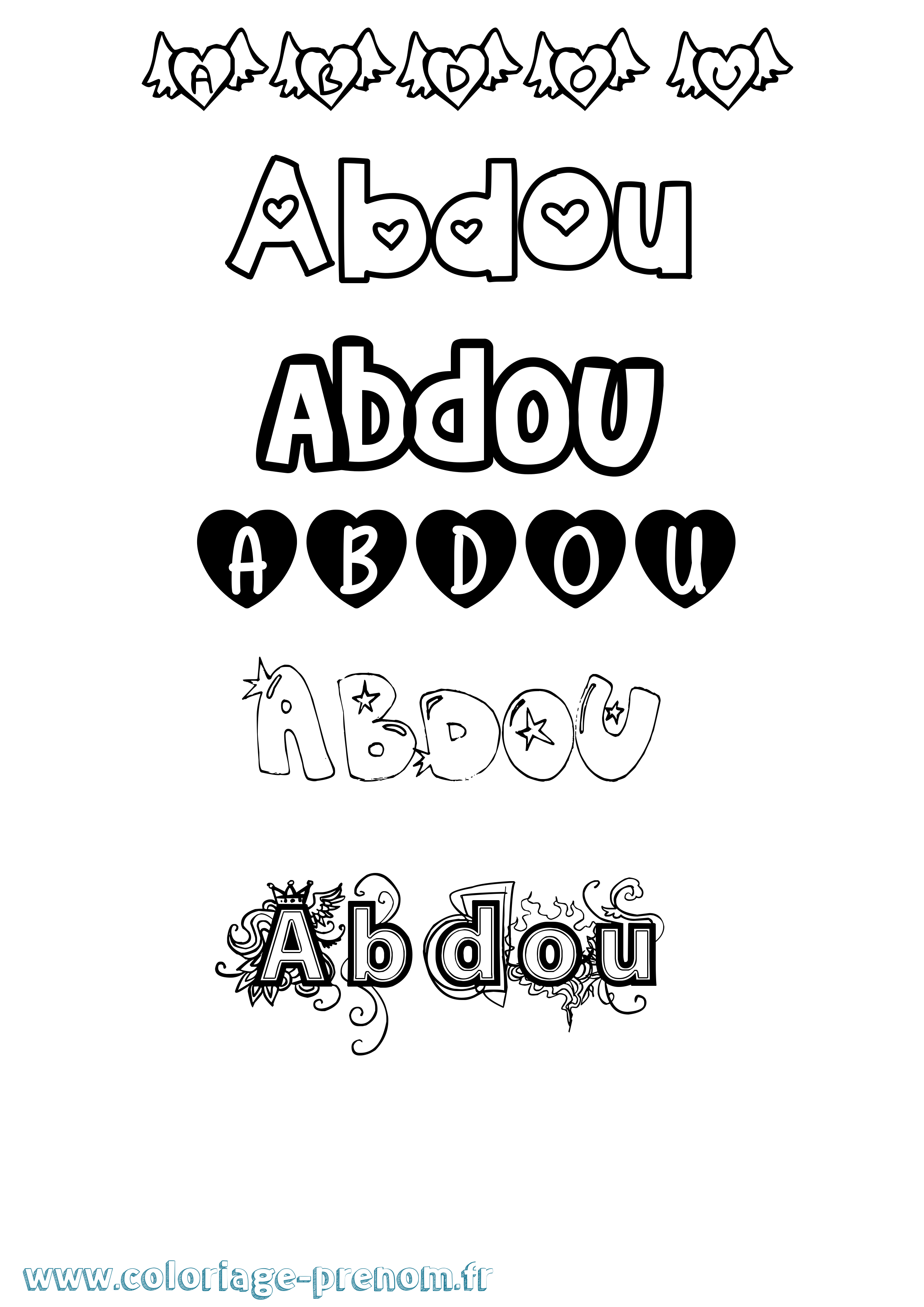 Coloriage prénom Abdou Girly