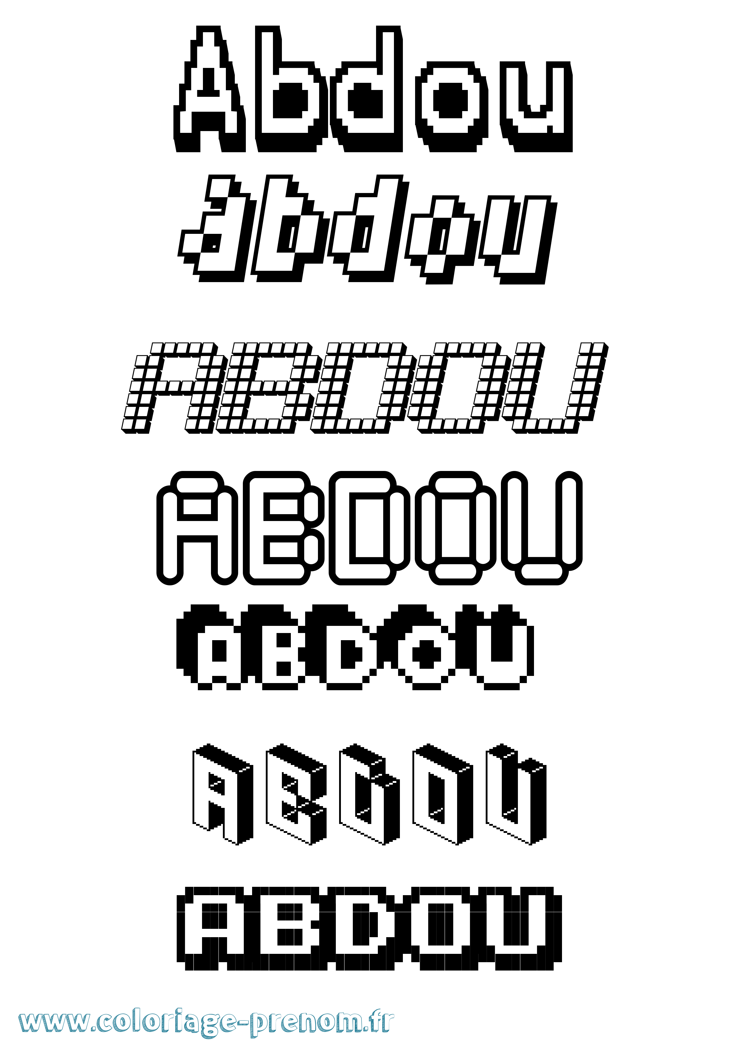 Coloriage prénom Abdou Pixel