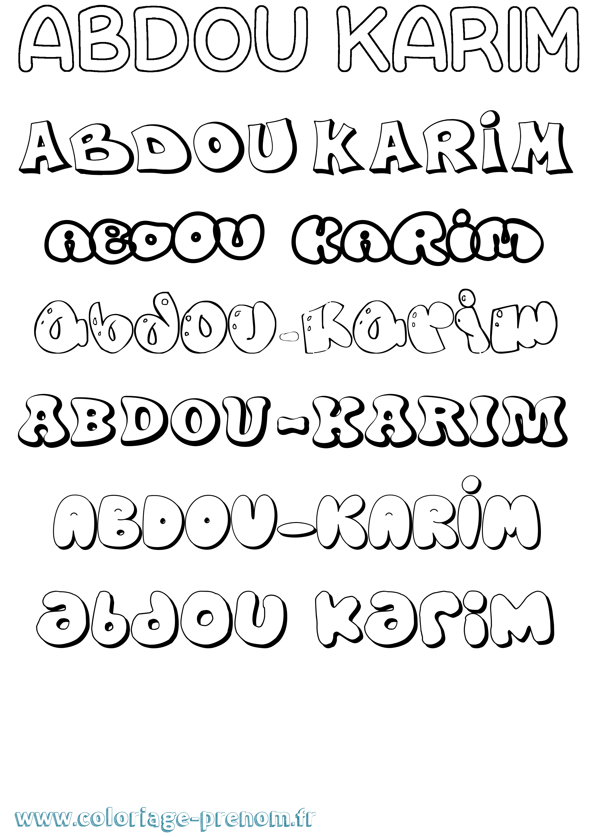 Coloriage prénom Abdou-Karim Bubble