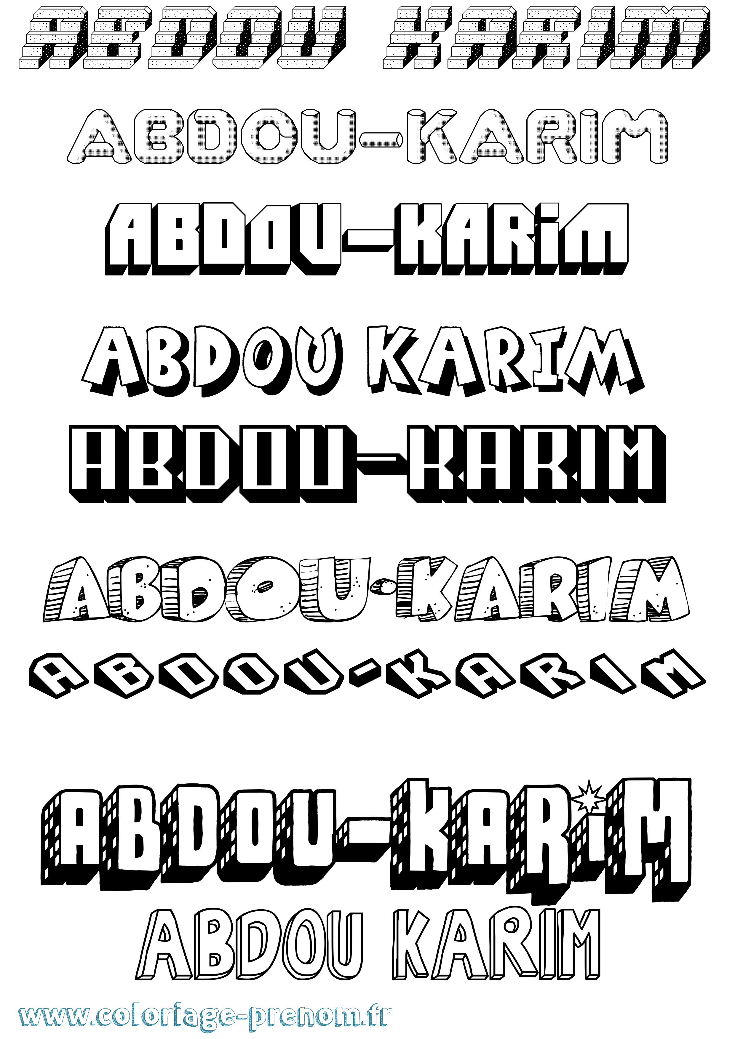 Coloriage prénom Abdou-Karim Effet 3D