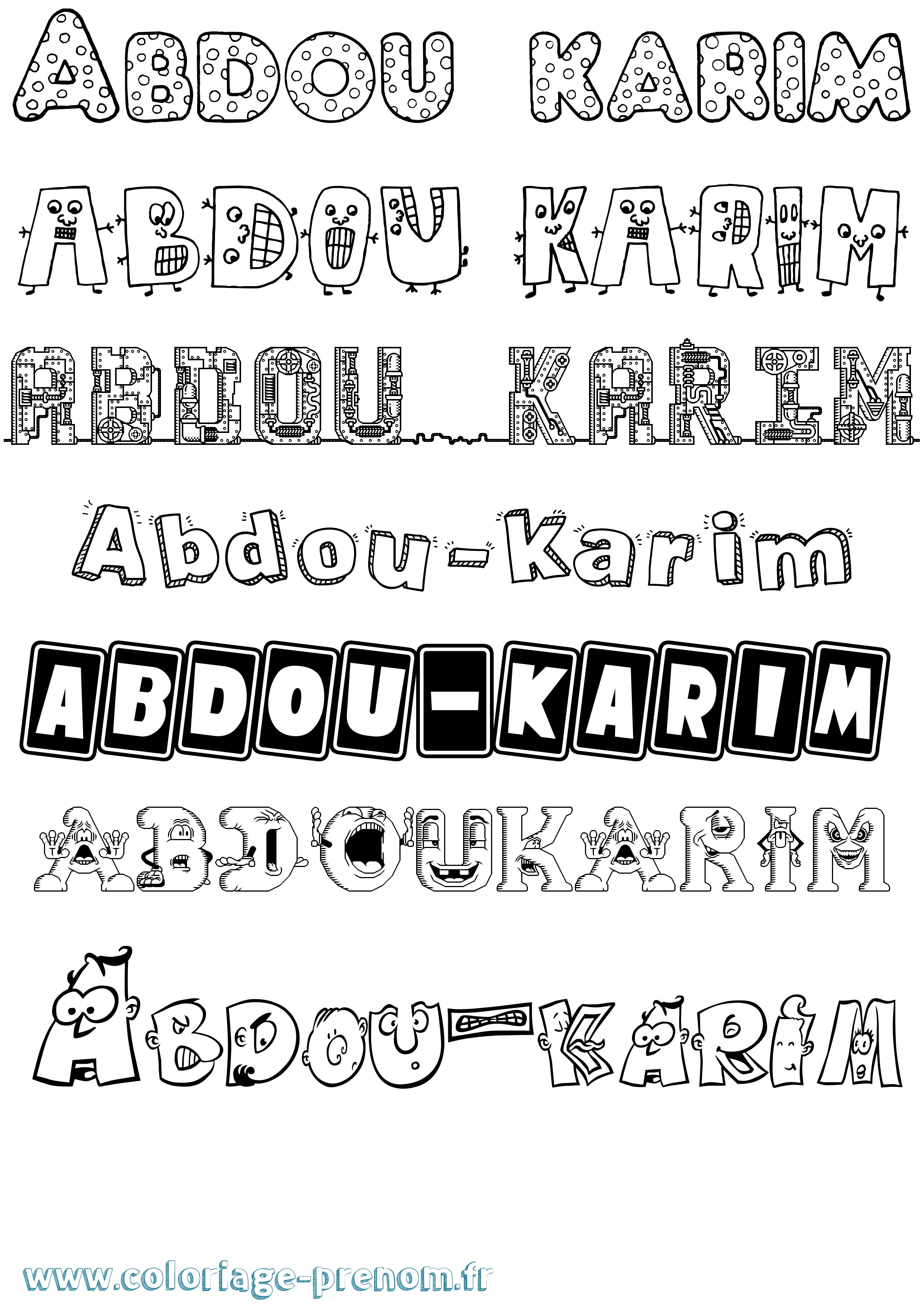 Coloriage prénom Abdou-Karim Fun
