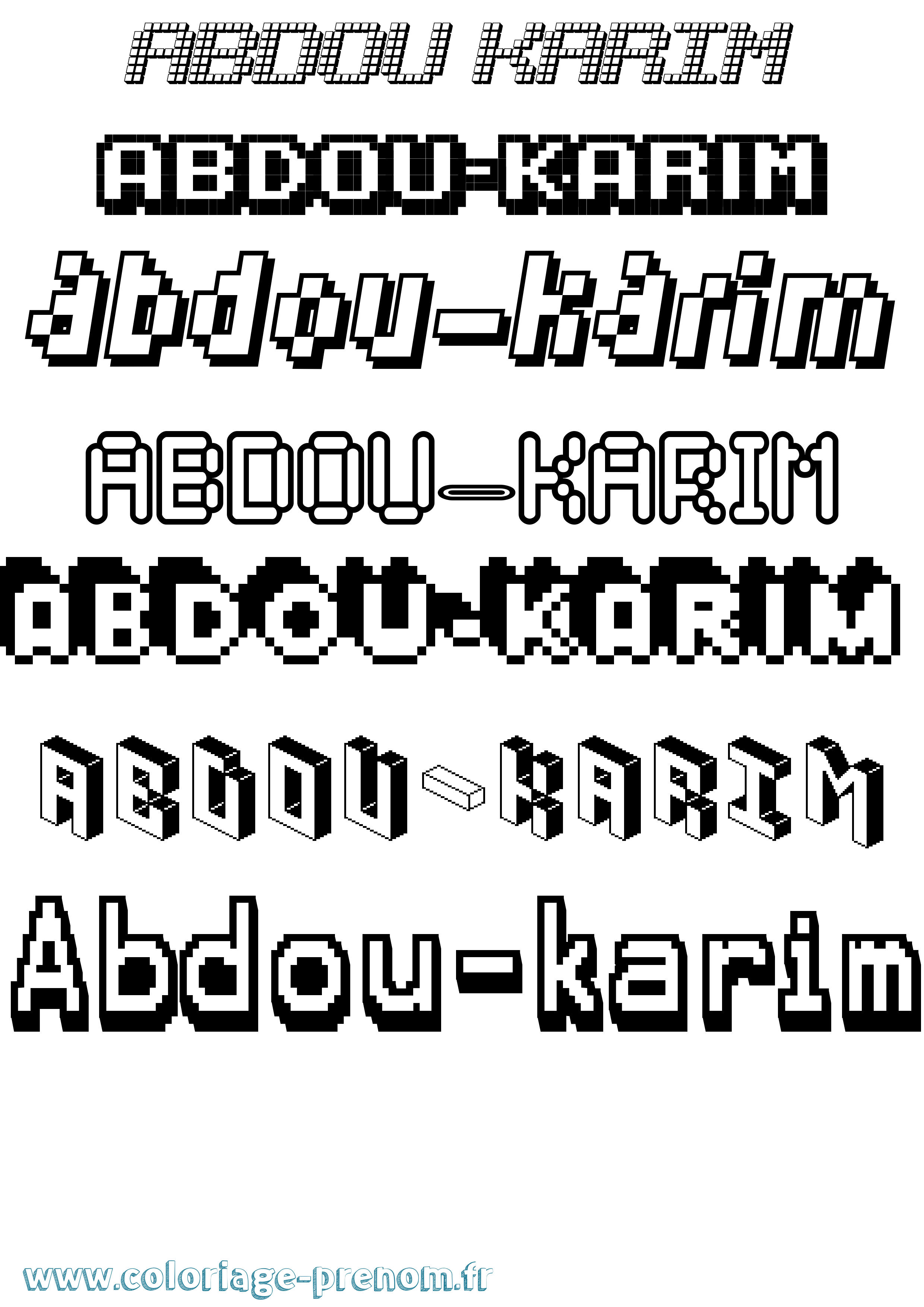 Coloriage prénom Abdou-Karim Pixel
