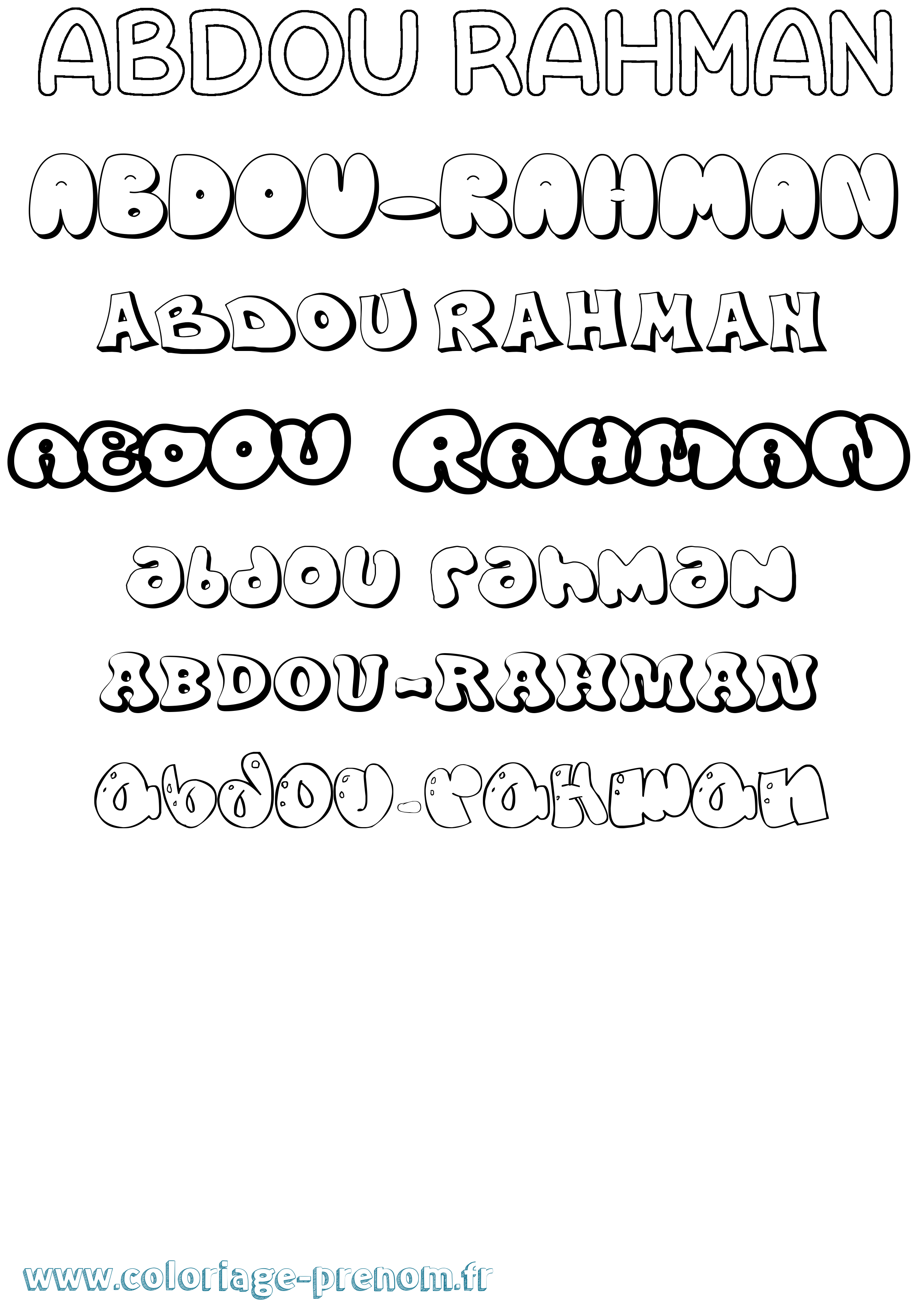 Coloriage prénom Abdou-Rahman Bubble