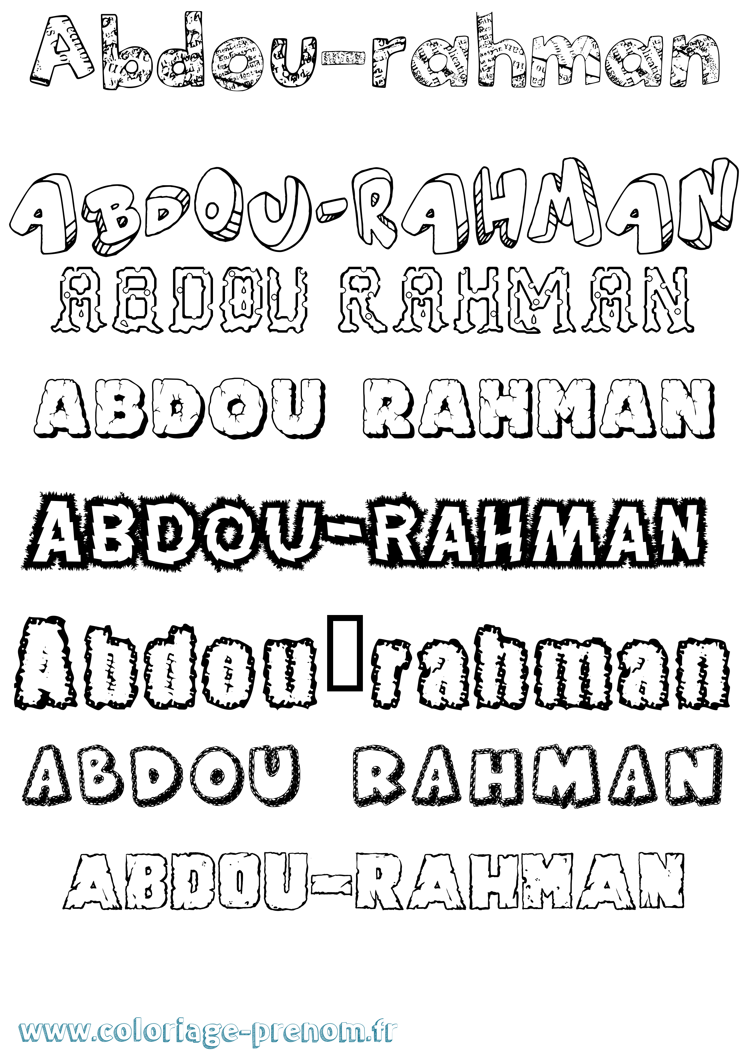Coloriage prénom Abdou-Rahman Destructuré