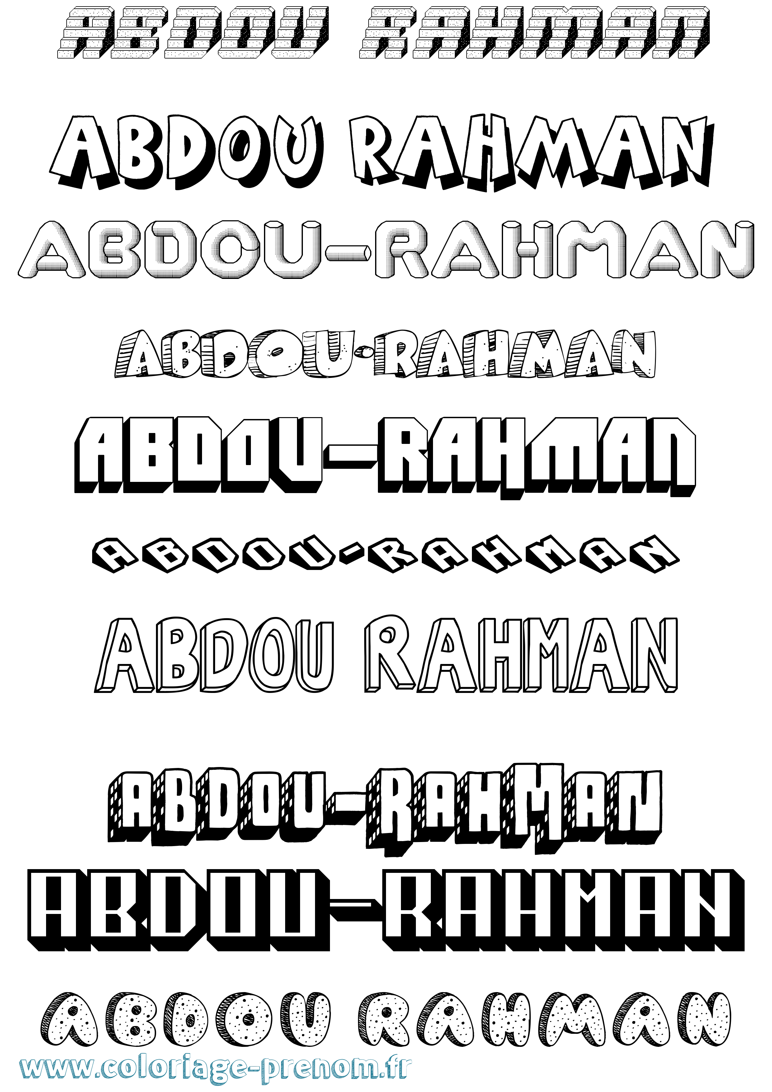 Coloriage prénom Abdou-Rahman Effet 3D