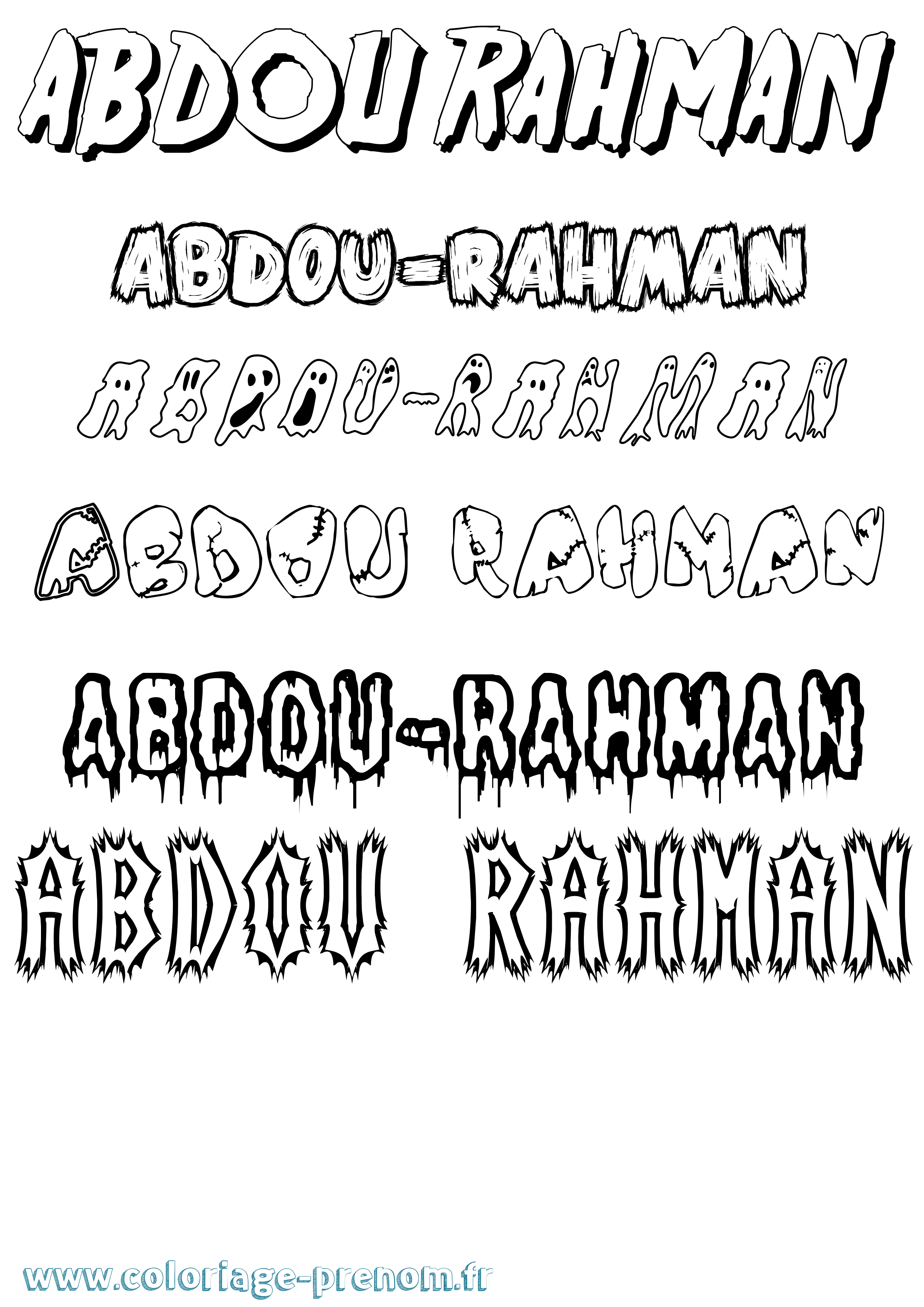 Coloriage prénom Abdou-Rahman Frisson