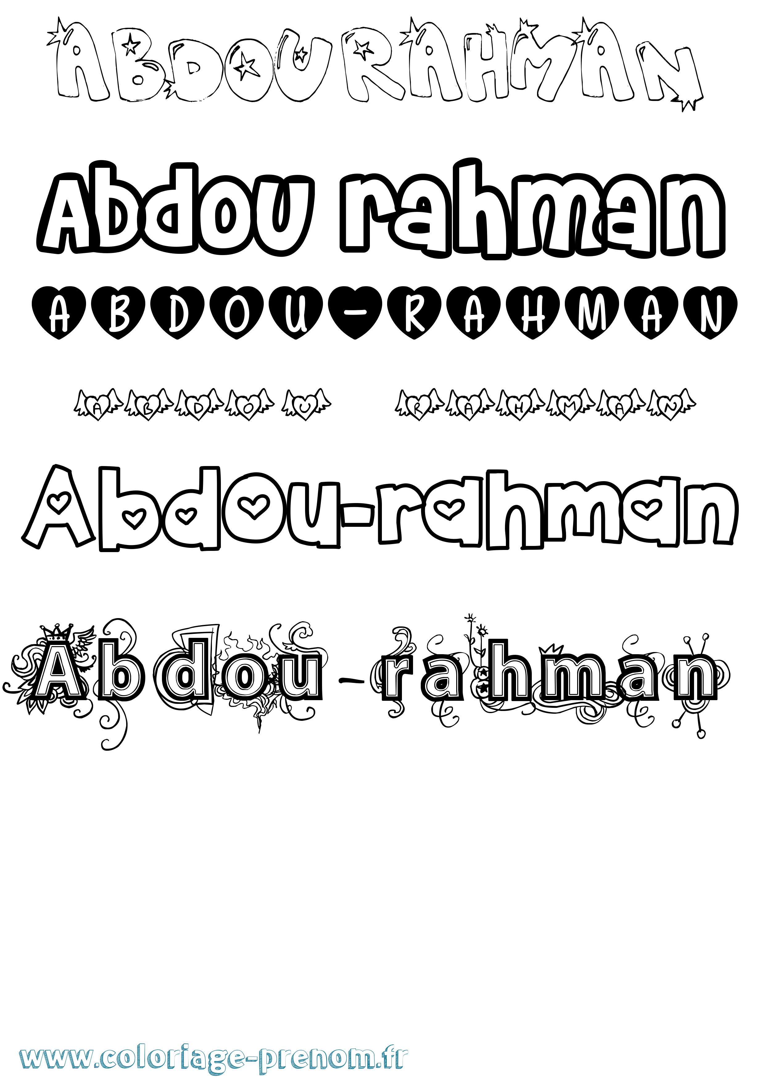 Coloriage prénom Abdou-Rahman Girly