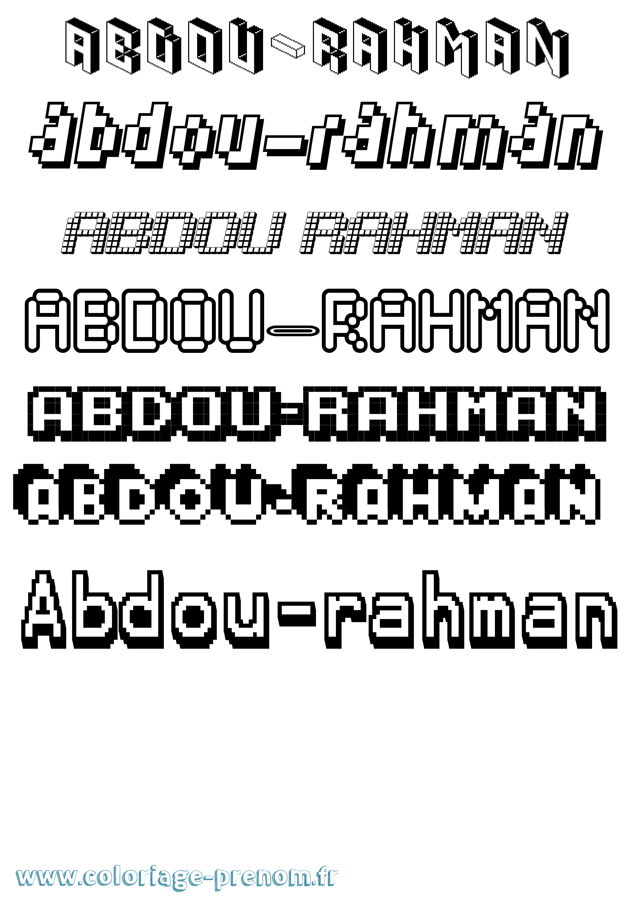 Coloriage prénom Abdou-Rahman Pixel