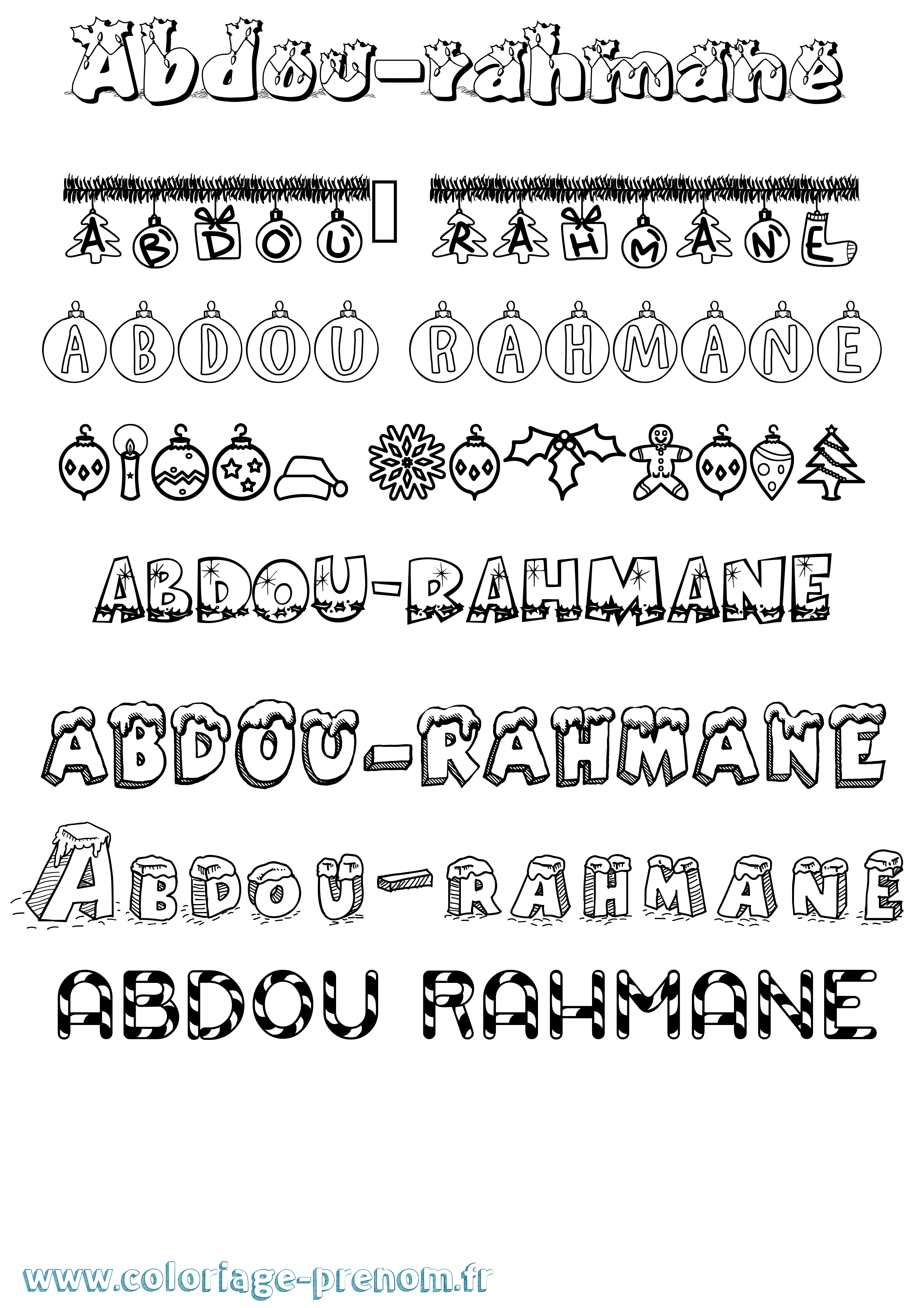 Coloriage prénom Abdou-Rahmane Noël