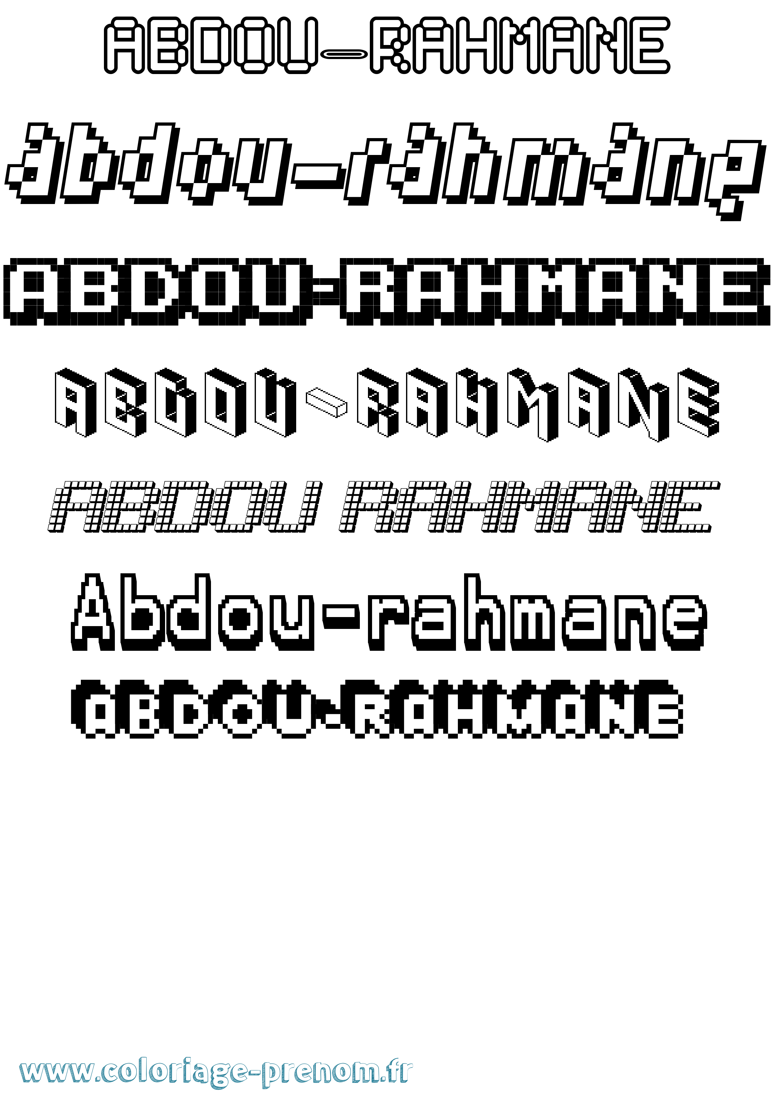Coloriage prénom Abdou-Rahmane Pixel