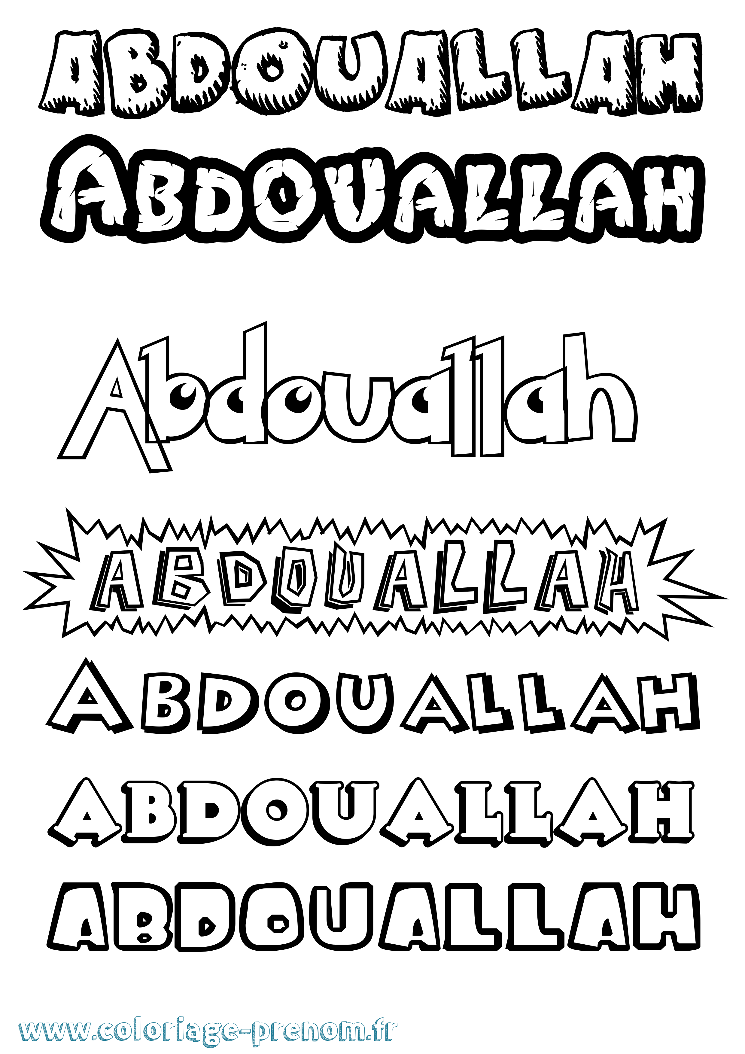 Coloriage prénom Abdouallah Dessin Animé