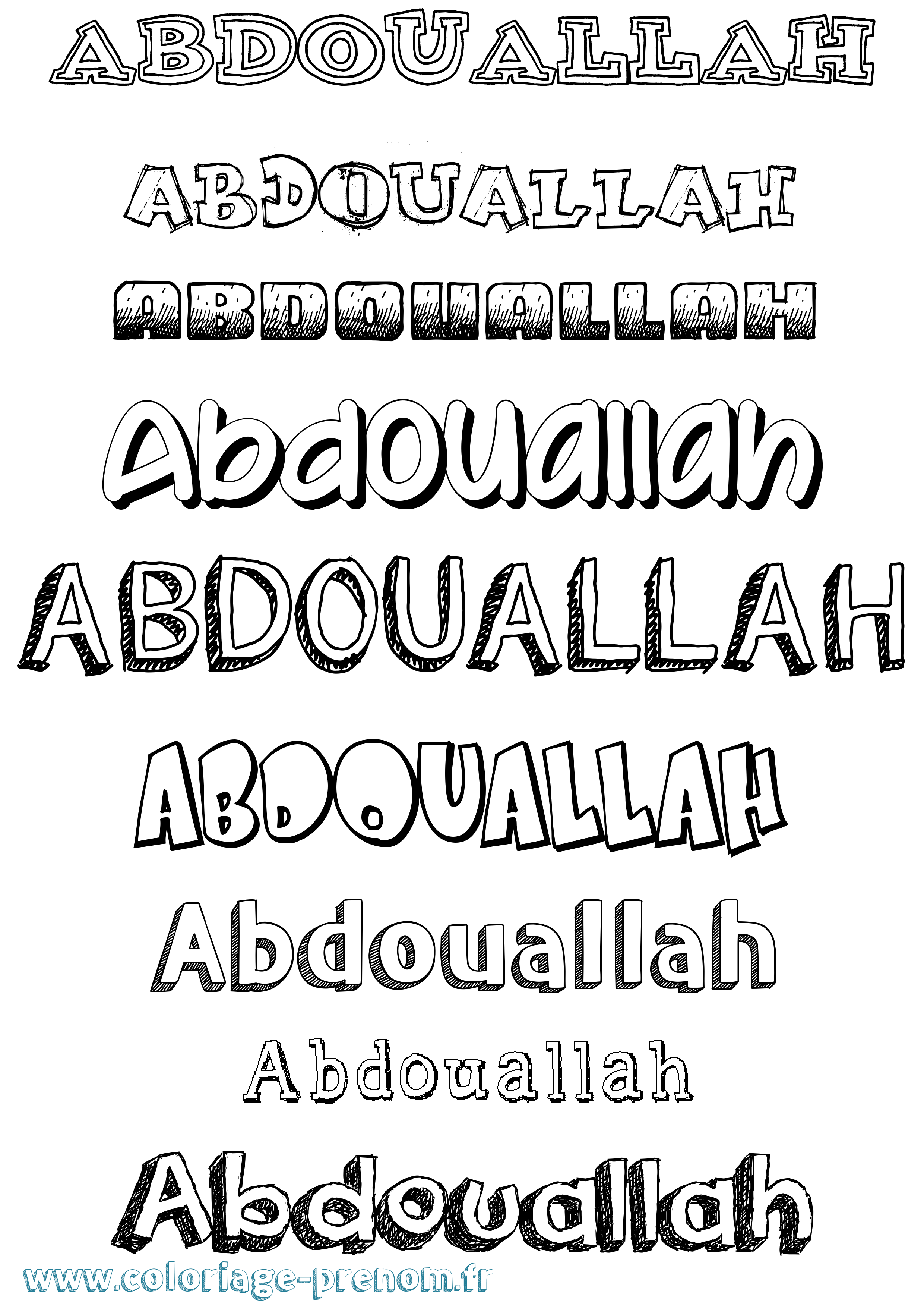 Coloriage prénom Abdouallah Dessiné