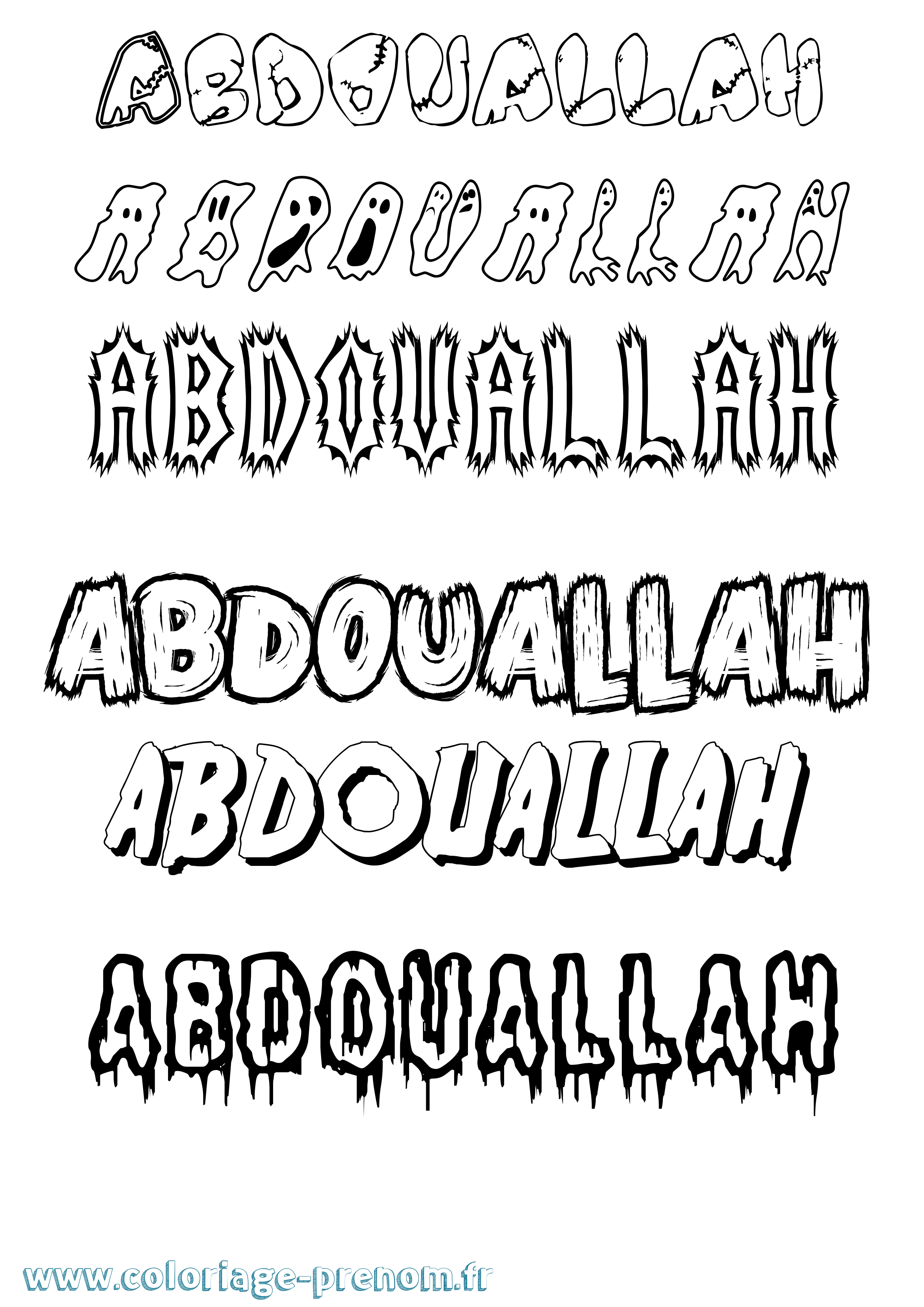 Coloriage prénom Abdouallah Frisson