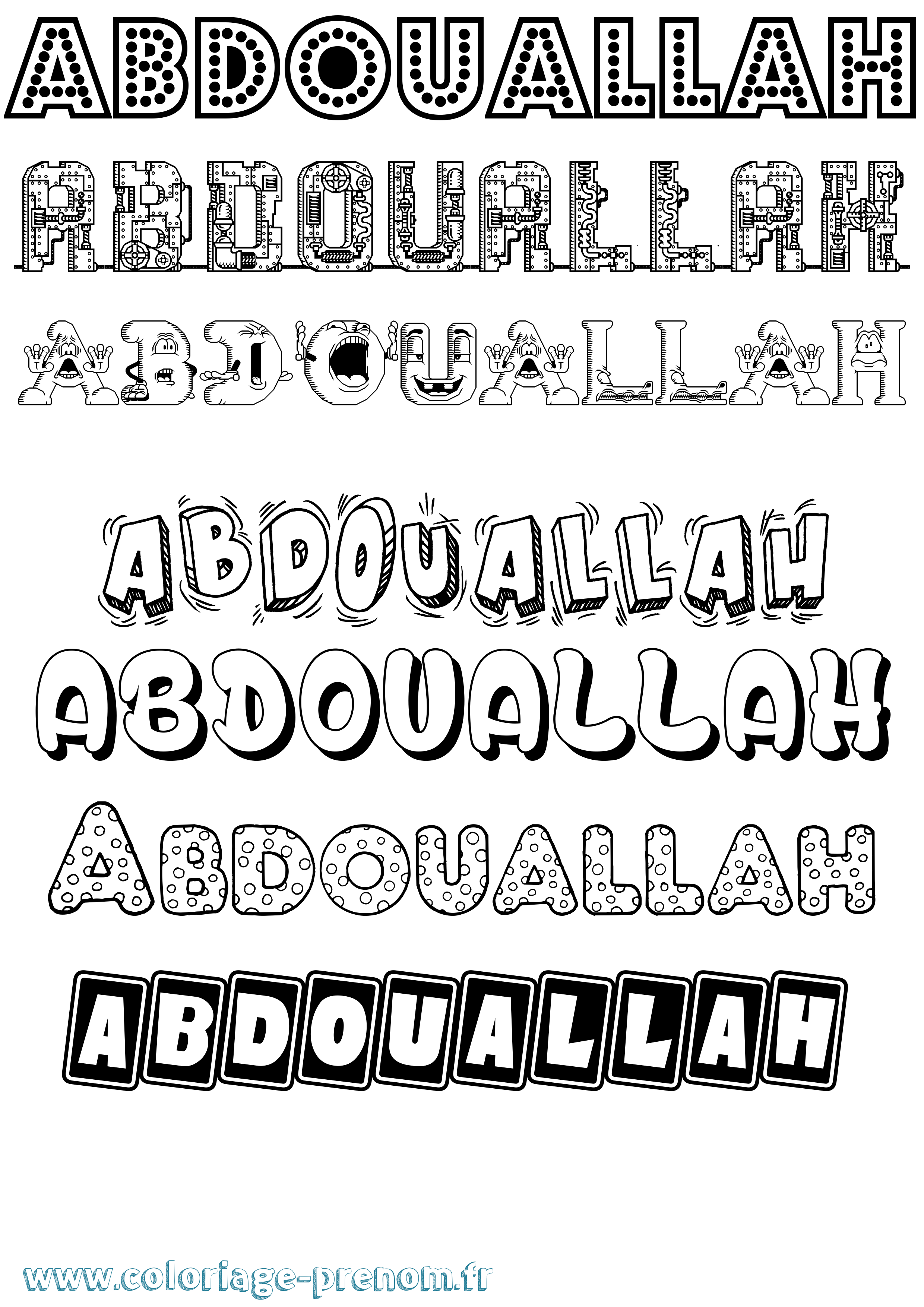 Coloriage prénom Abdouallah Fun