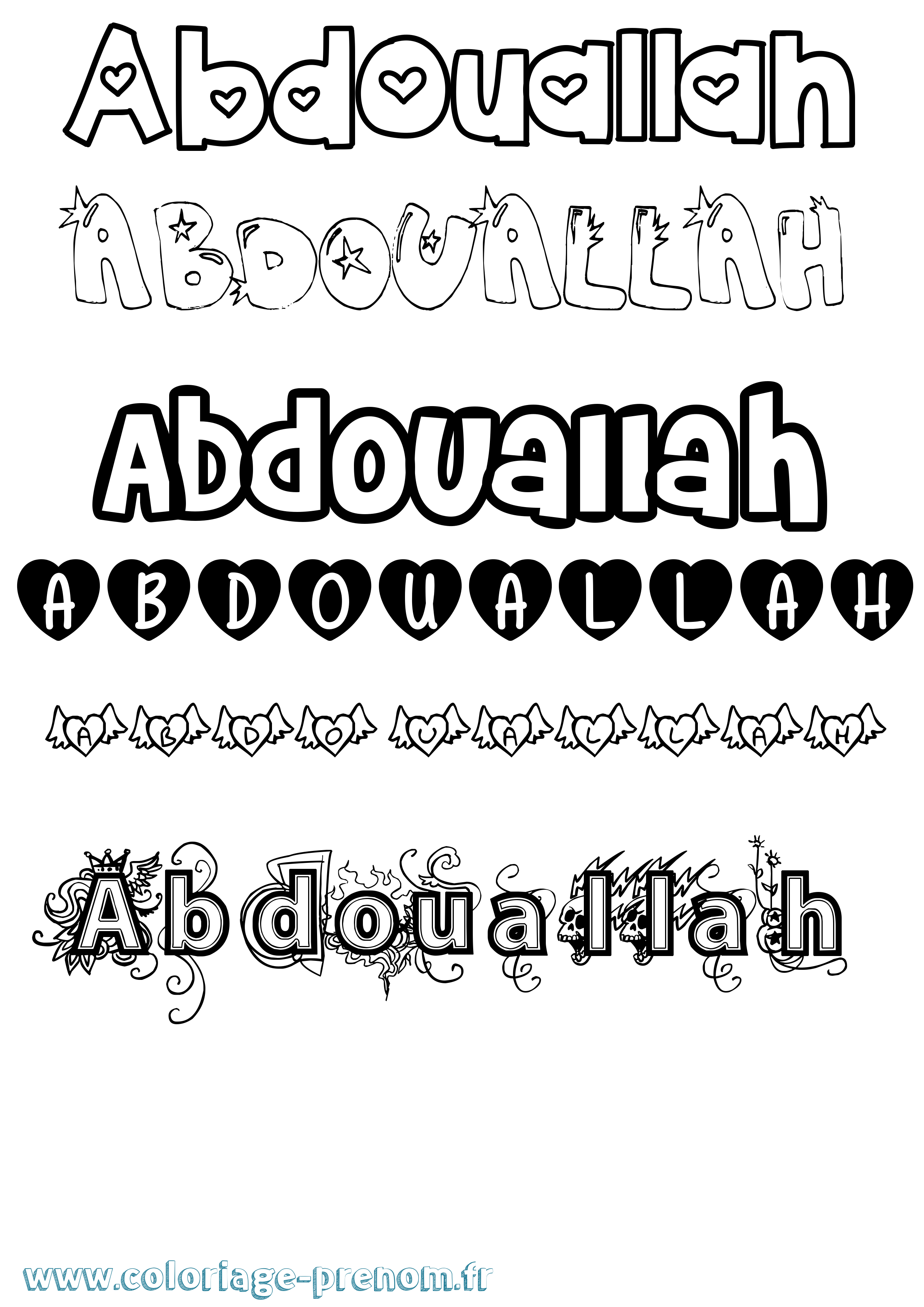 Coloriage prénom Abdouallah Girly