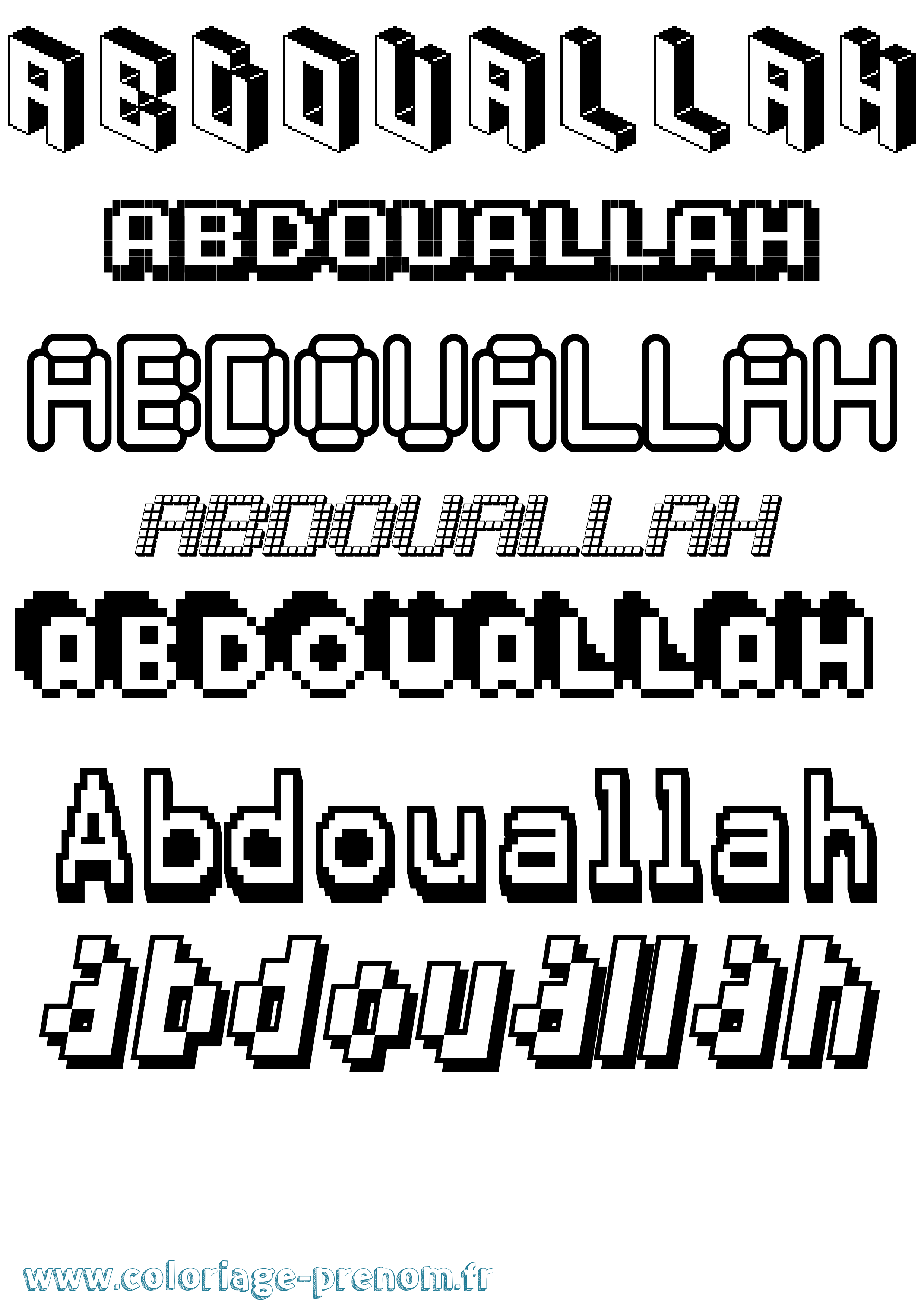 Coloriage prénom Abdouallah Pixel