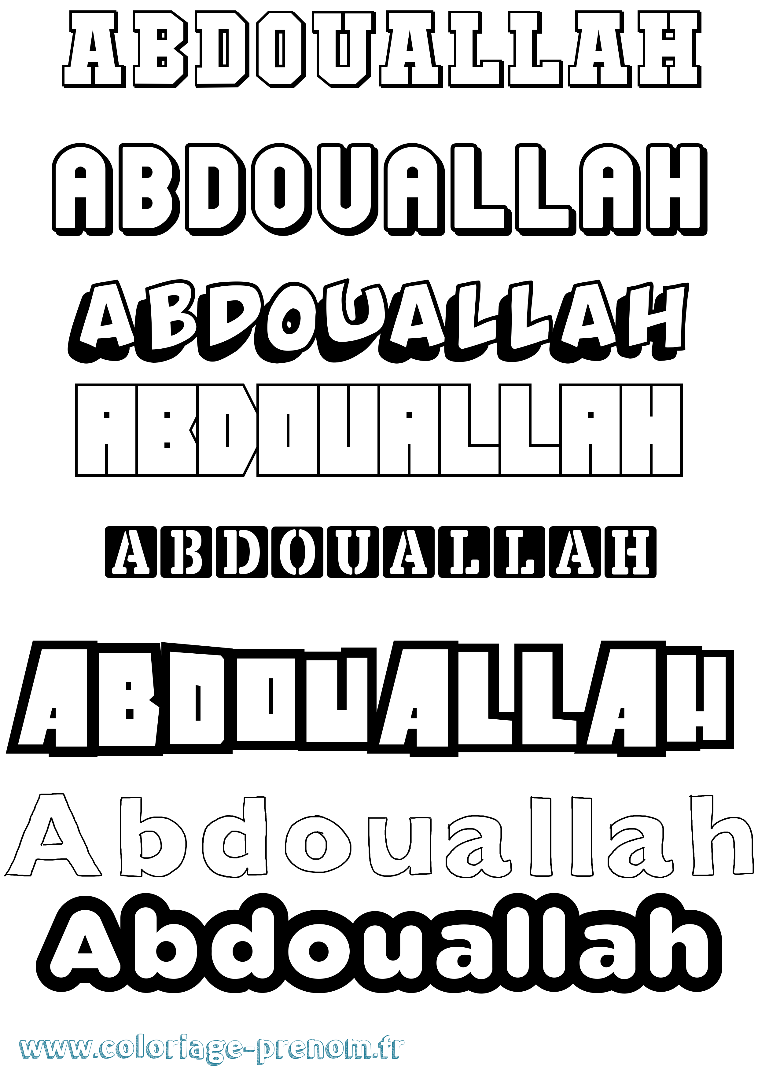 Coloriage prénom Abdouallah Simple