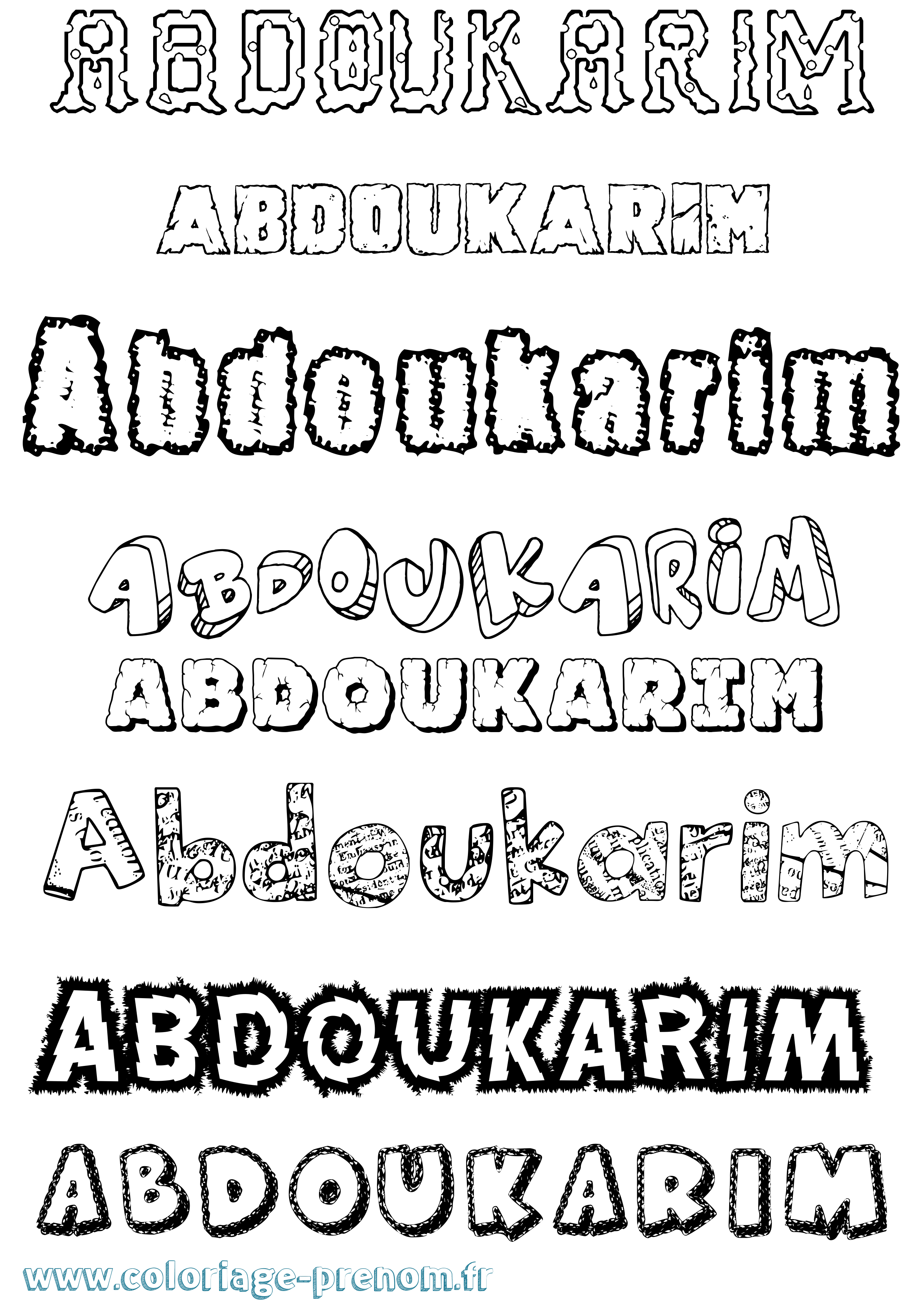 Coloriage prénom Abdoukarim Destructuré