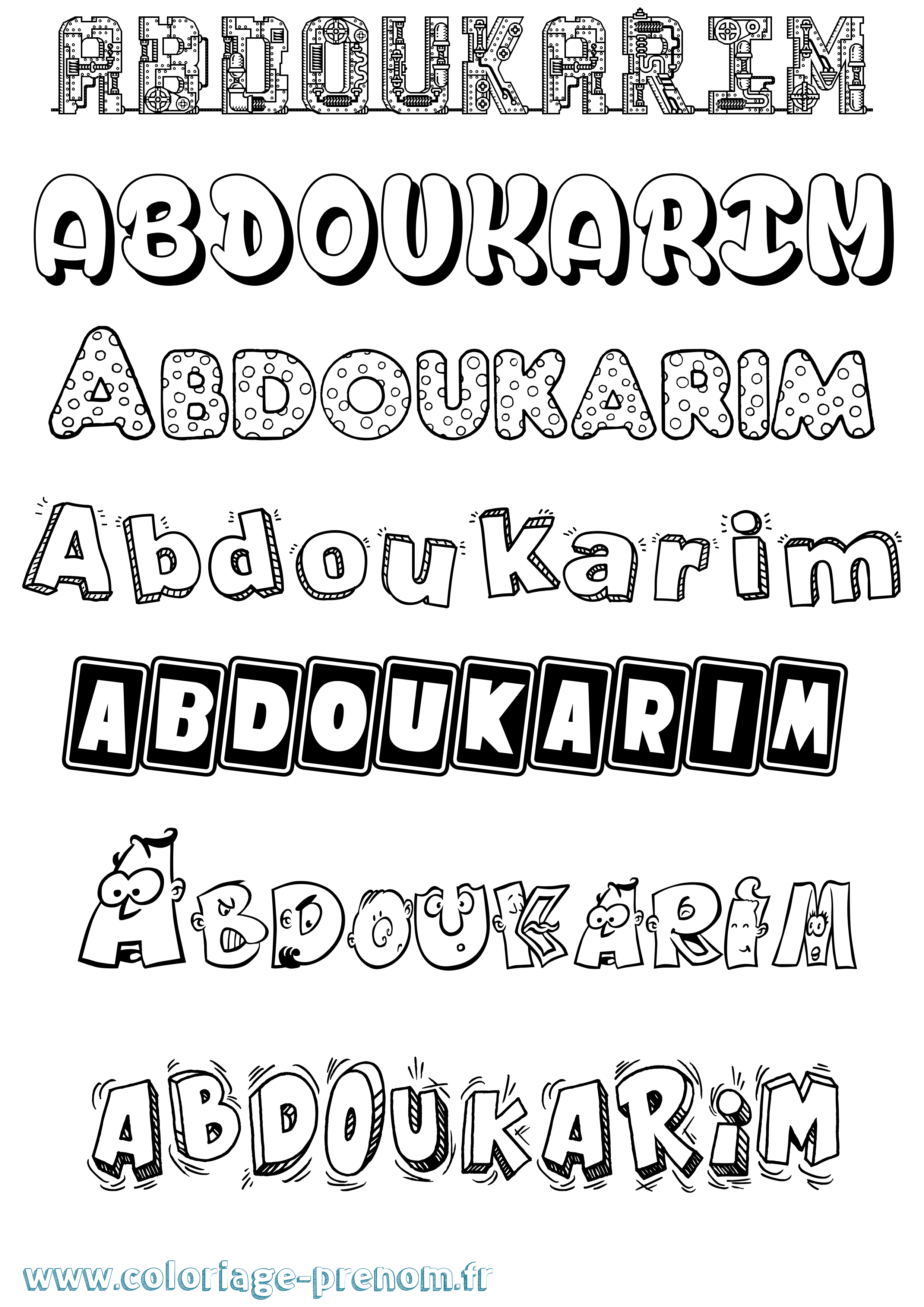 Coloriage prénom Abdoukarim Fun