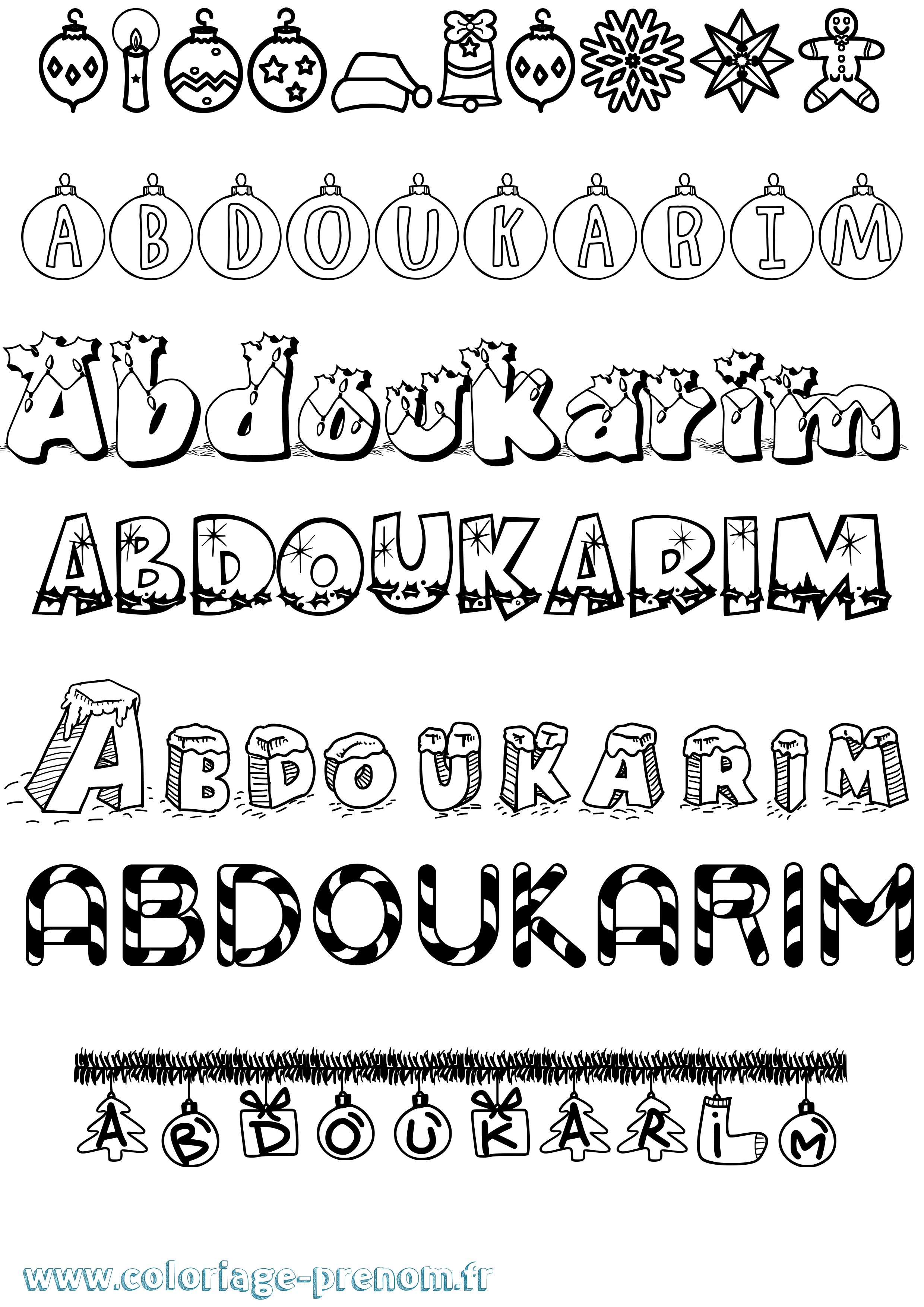 Coloriage prénom Abdoukarim Noël