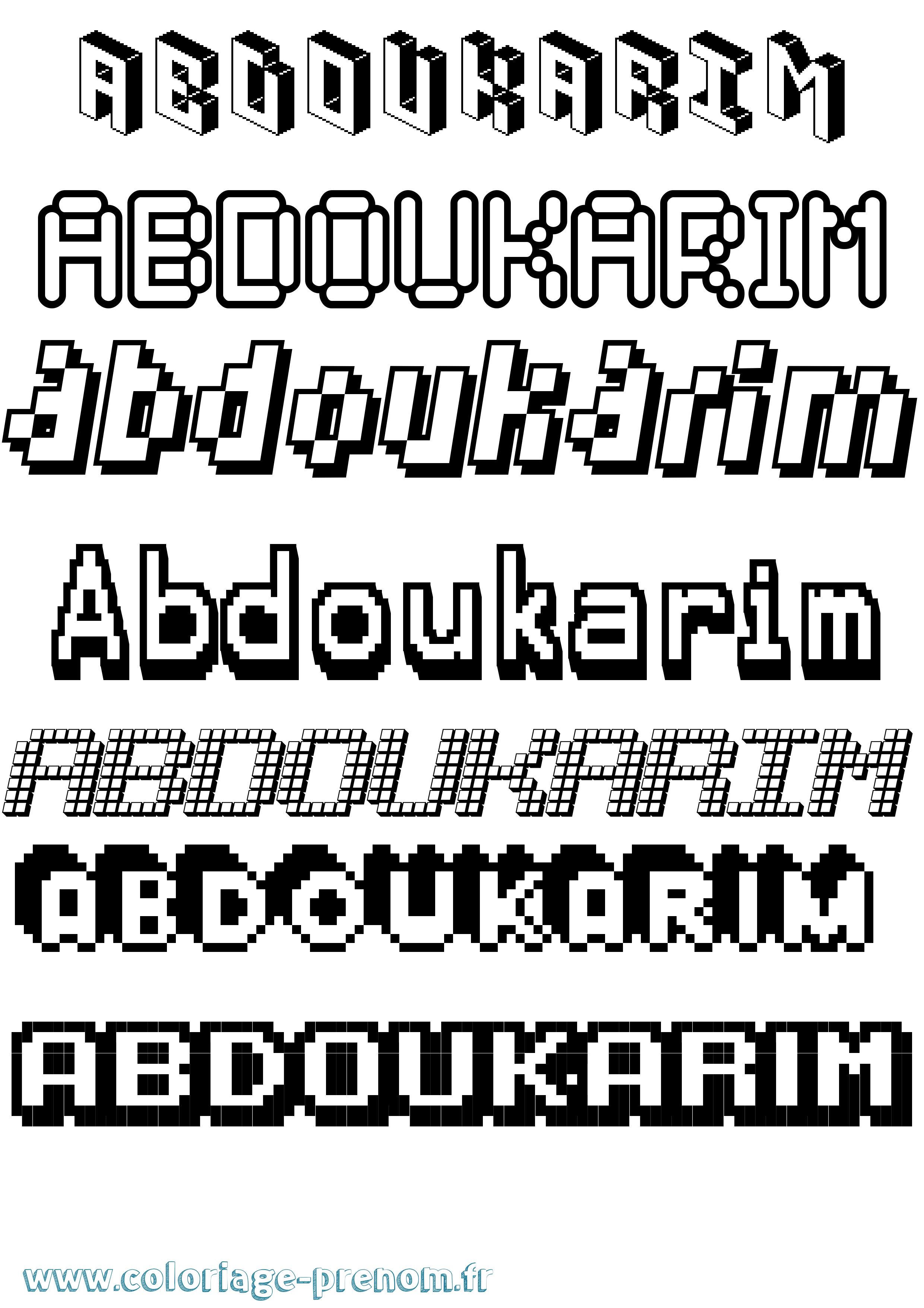 Coloriage prénom Abdoukarim Pixel