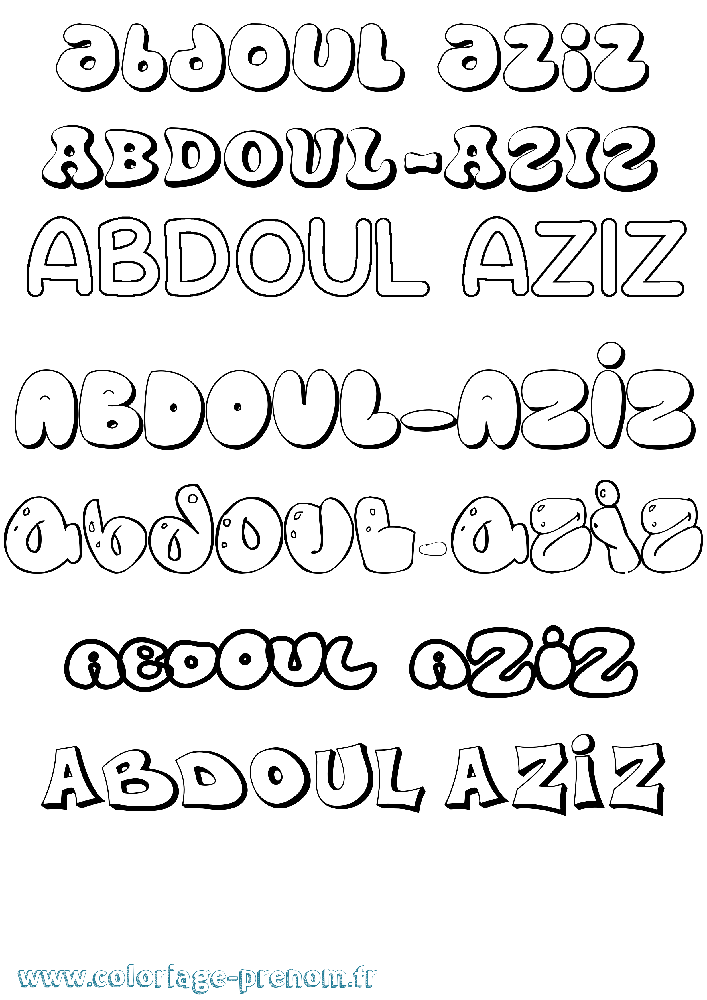 Coloriage prénom Abdoul-Aziz Bubble