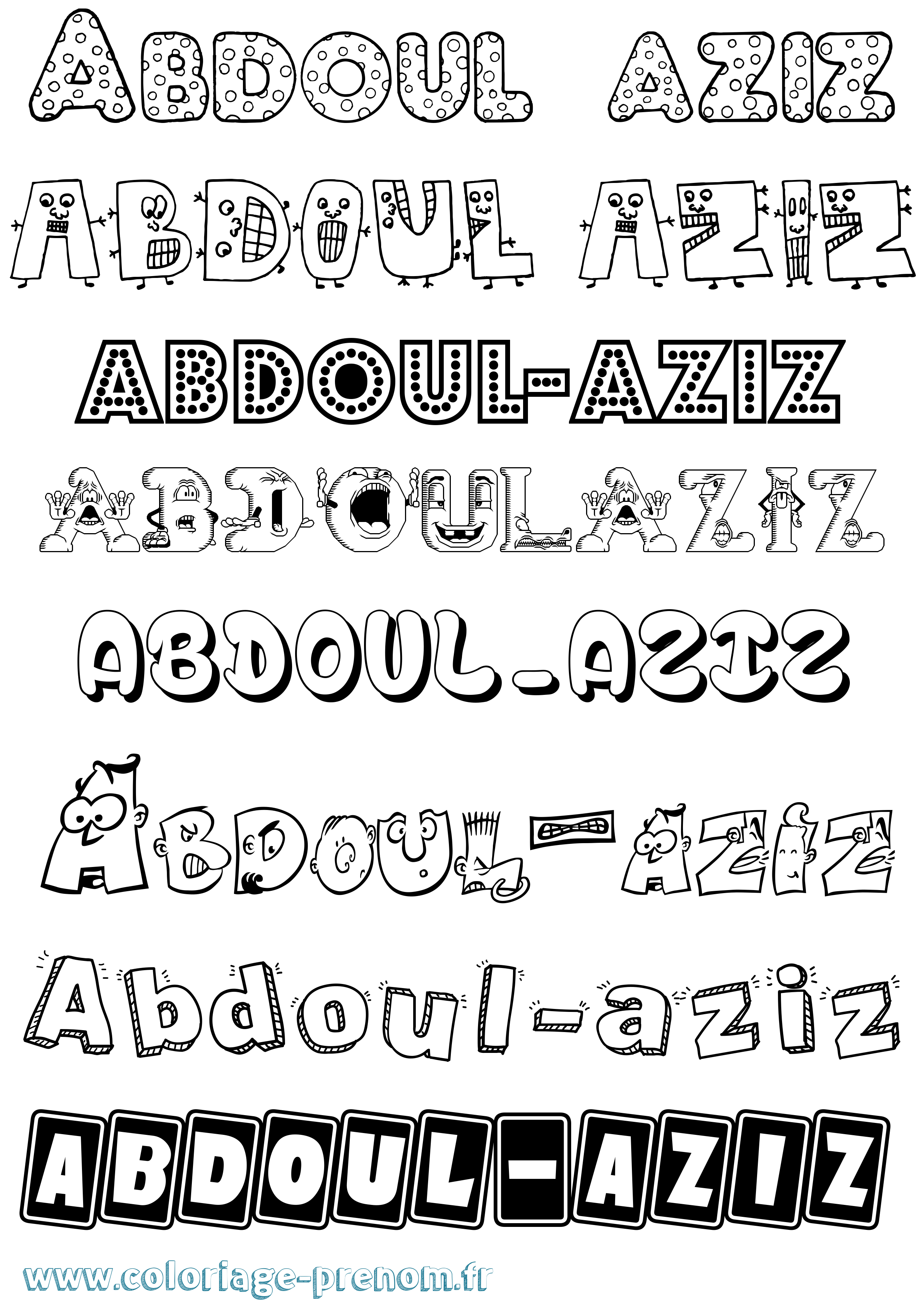 Coloriage prénom Abdoul-Aziz Fun