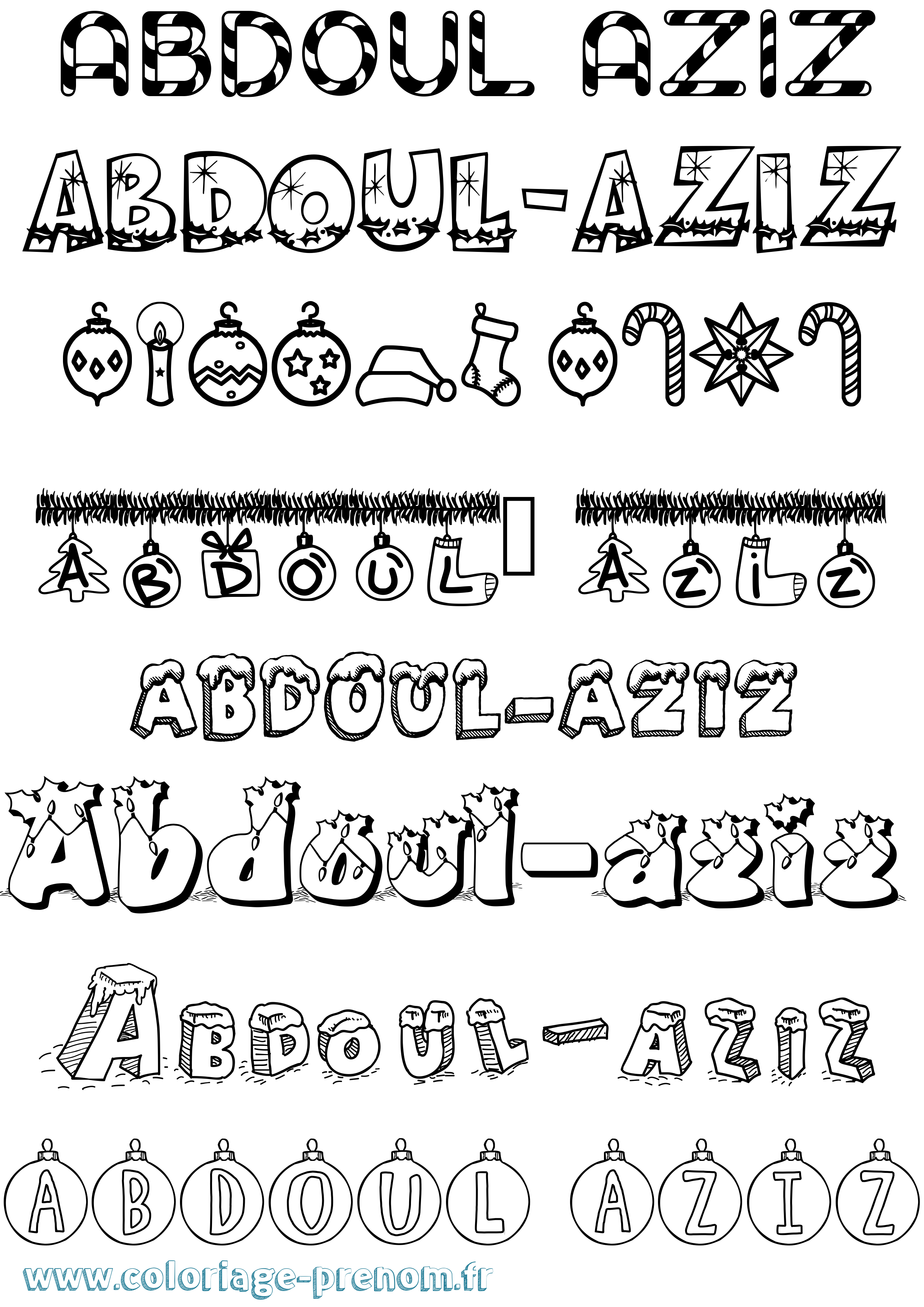 Coloriage prénom Abdoul-Aziz Noël