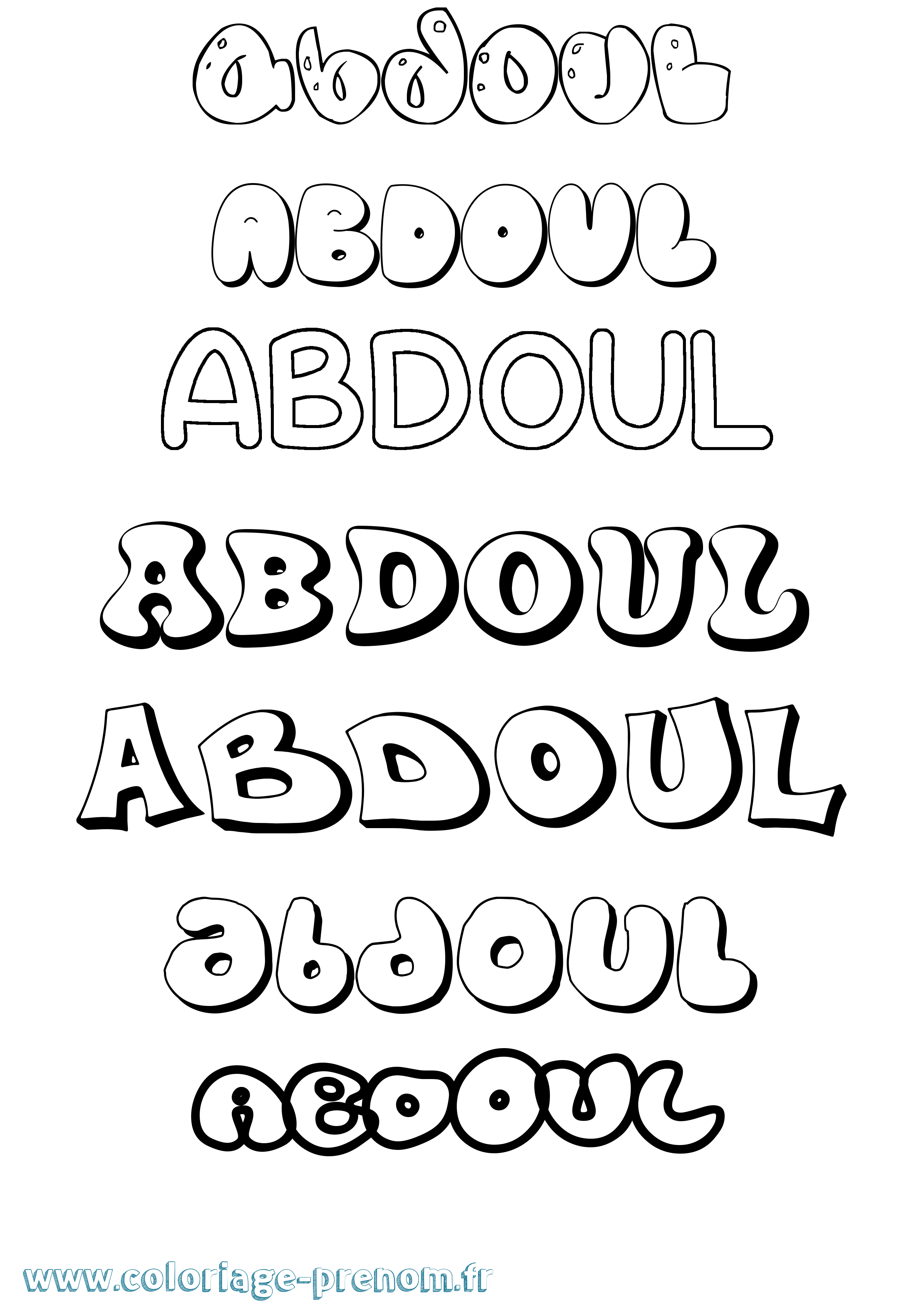 Coloriage prénom Abdoul Bubble