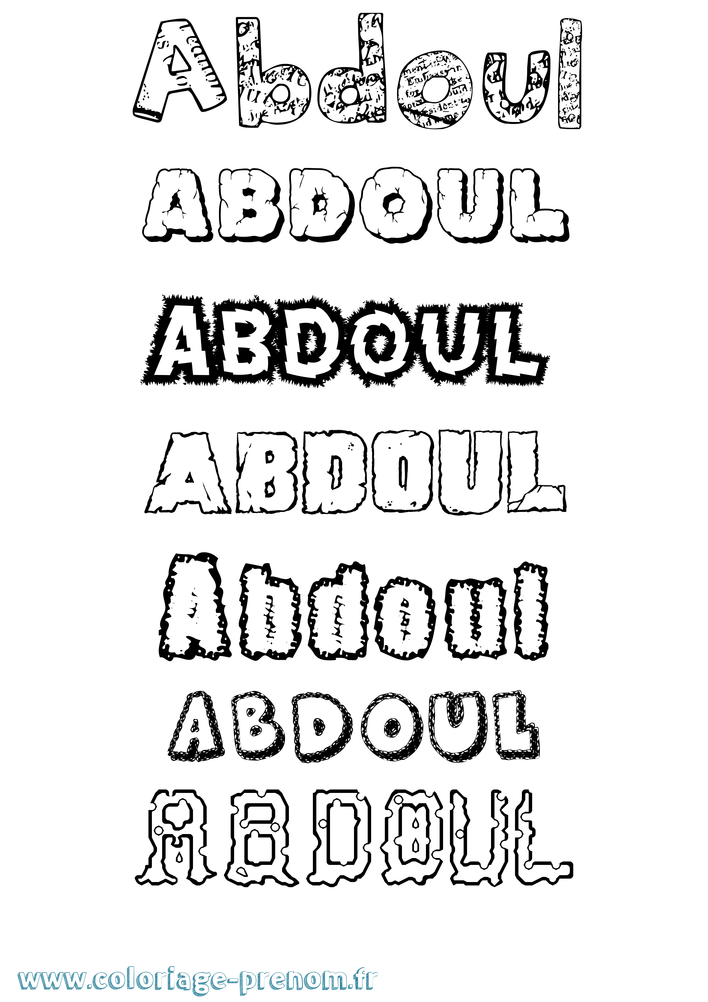 Coloriage prénom Abdoul Destructuré