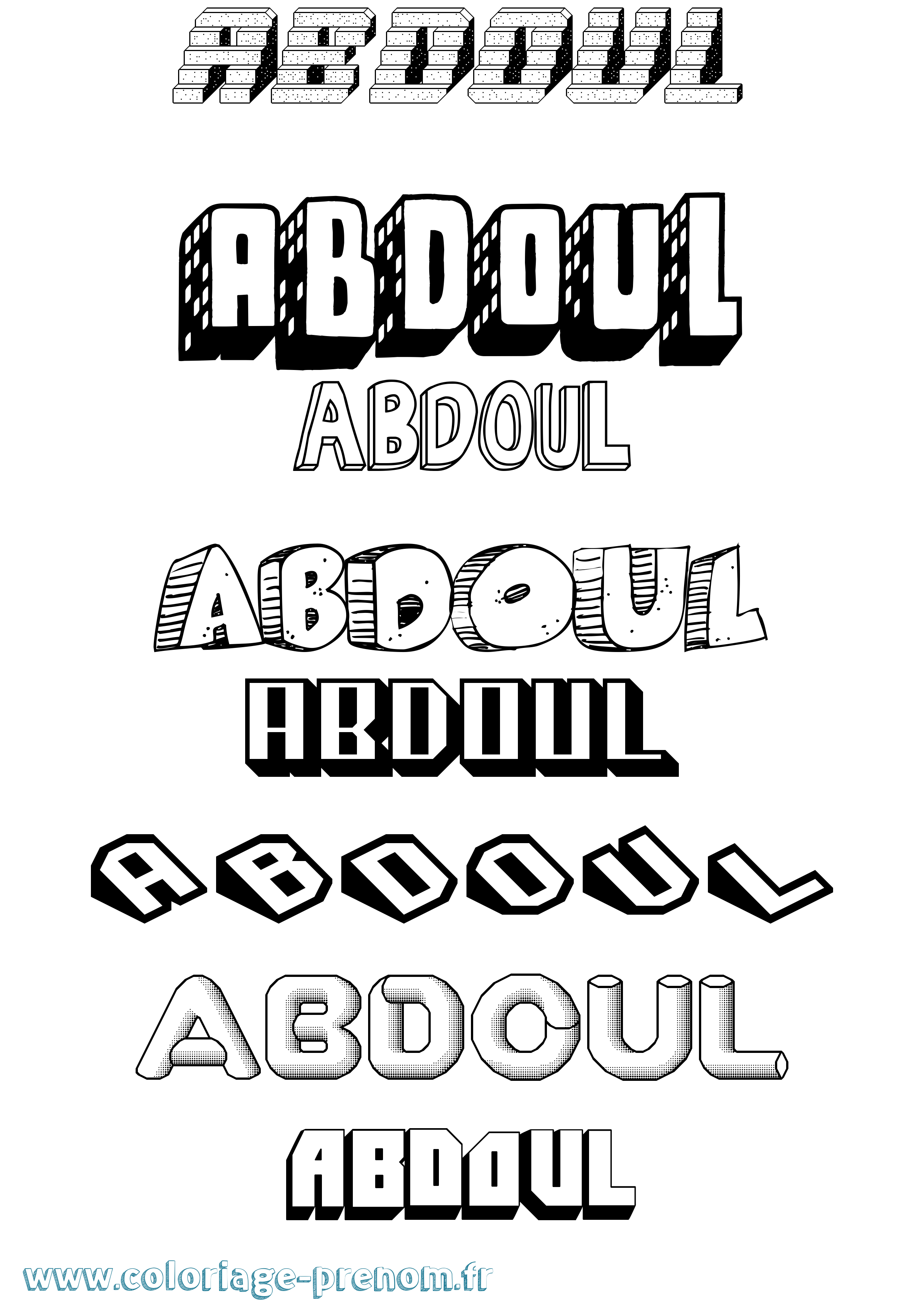 Coloriage prénom Abdoul Effet 3D