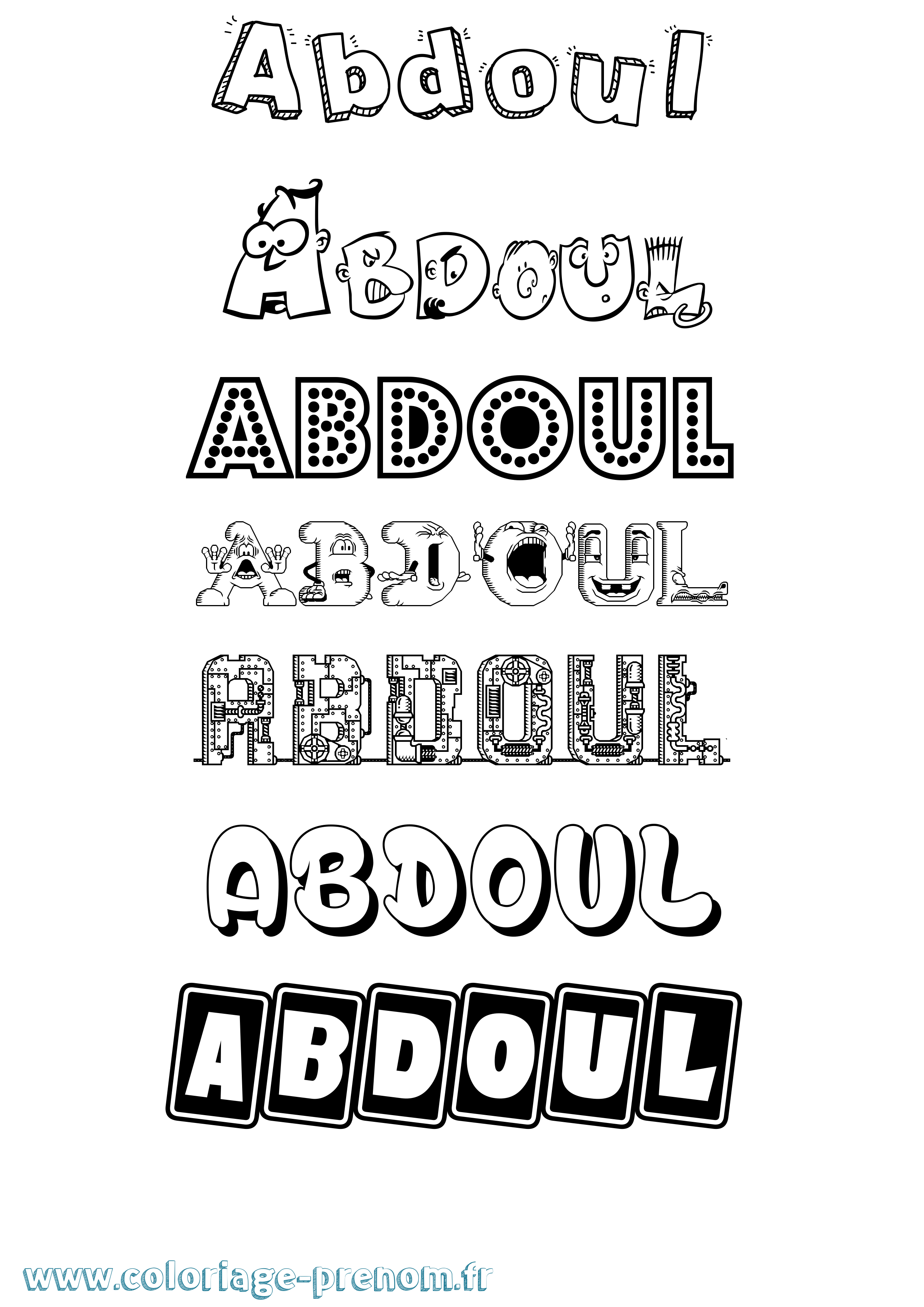 Coloriage prénom Abdoul Fun