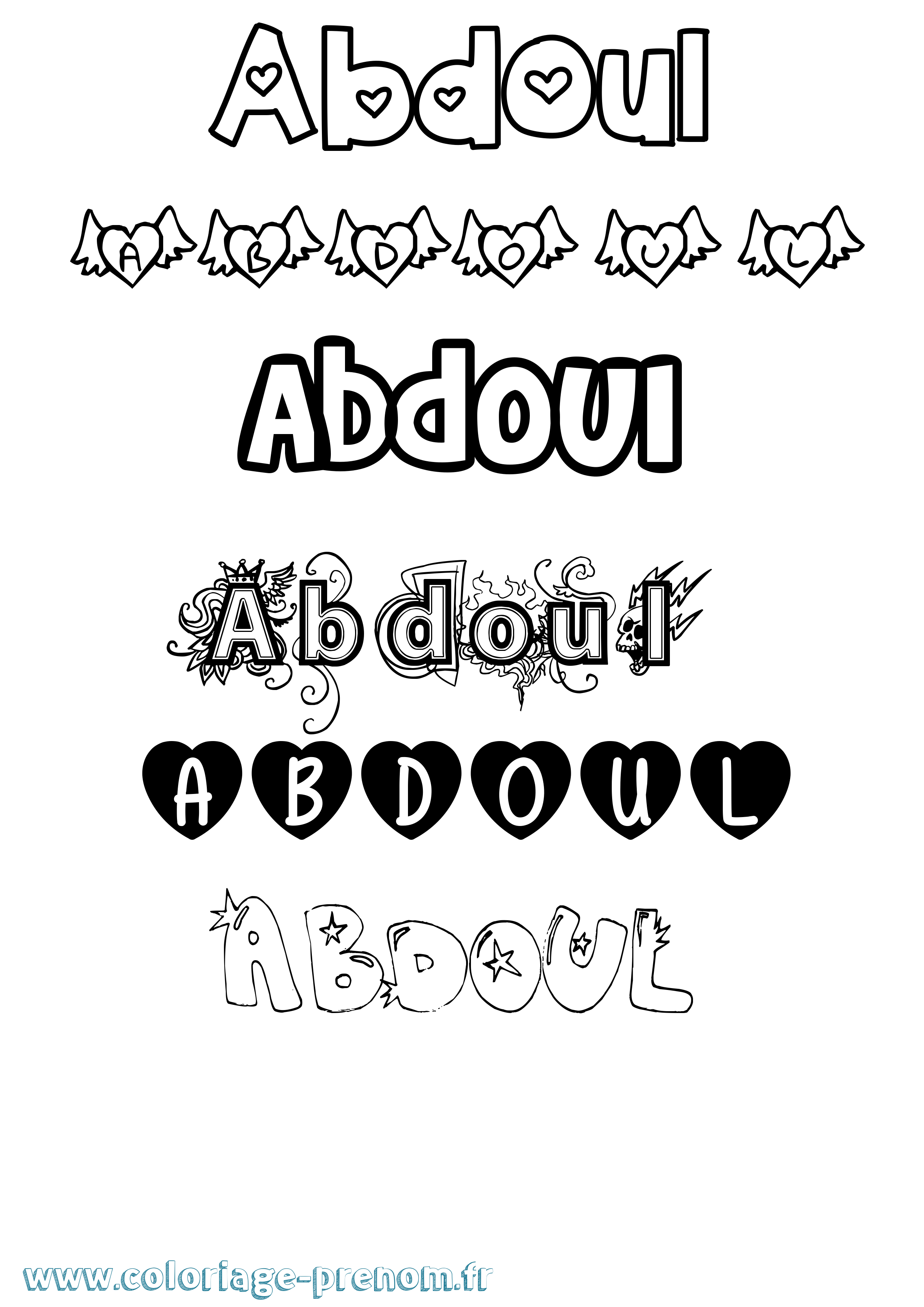 Coloriage prénom Abdoul Girly