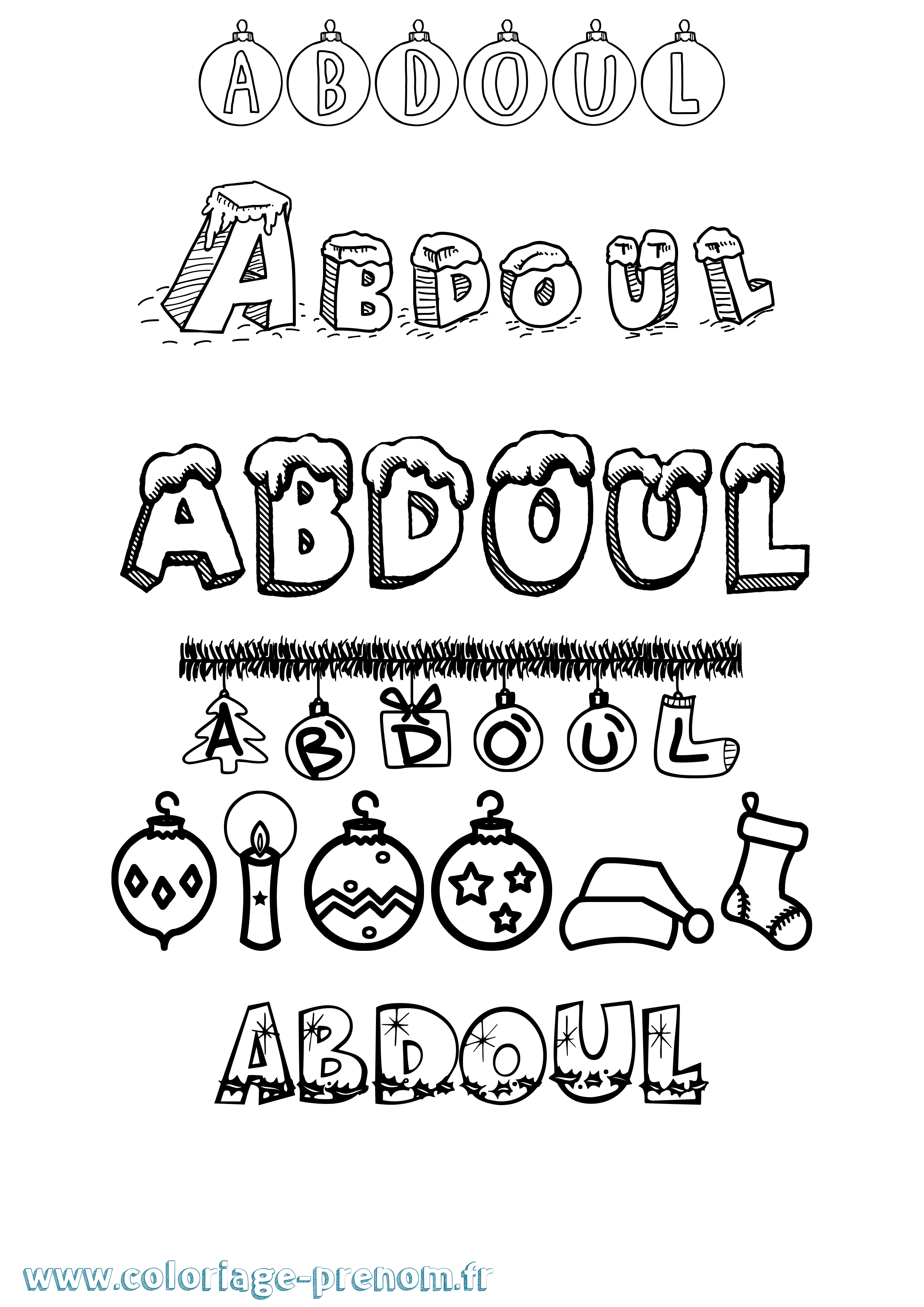 Coloriage prénom Abdoul Noël