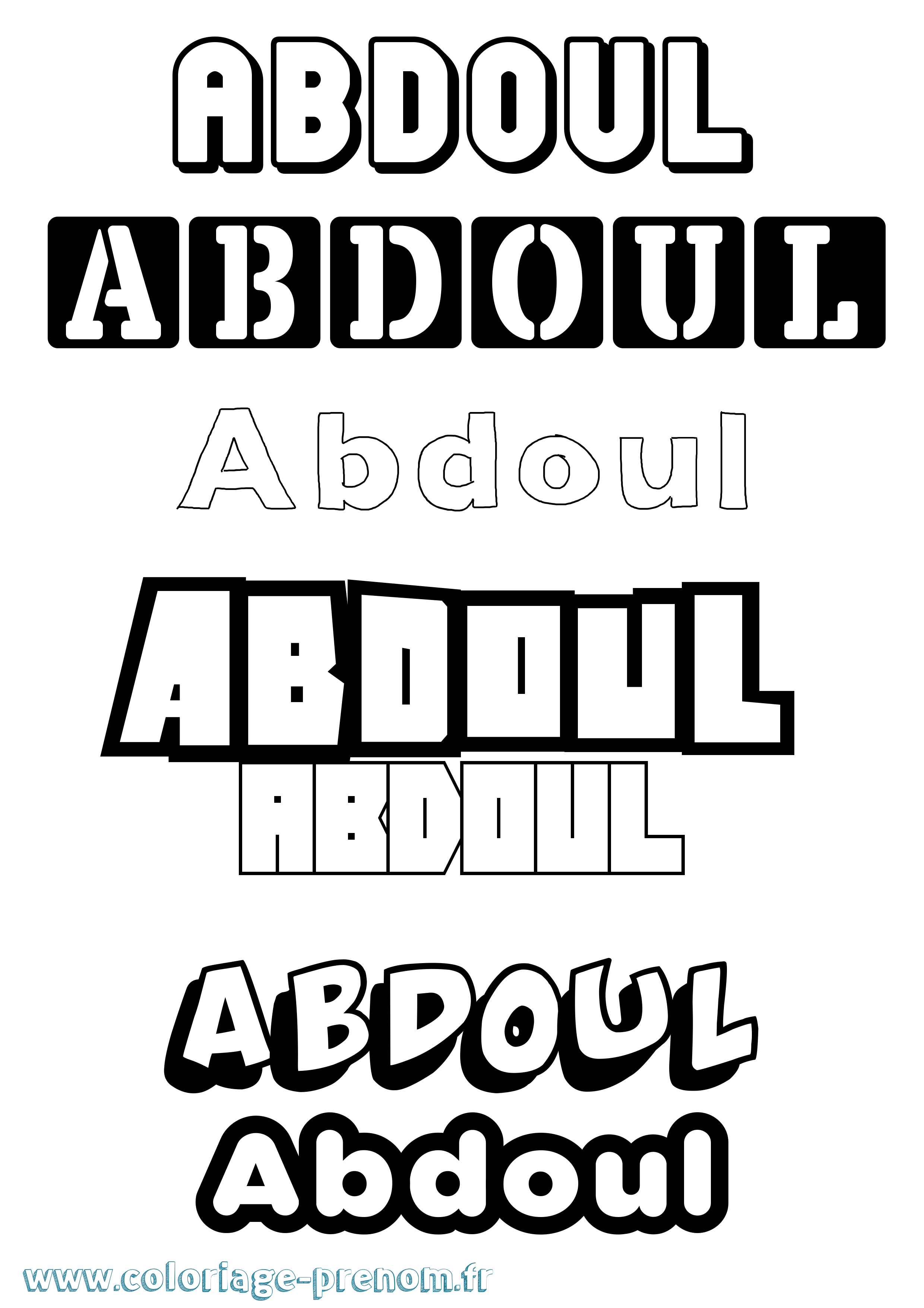 Coloriage prénom Abdoul Simple