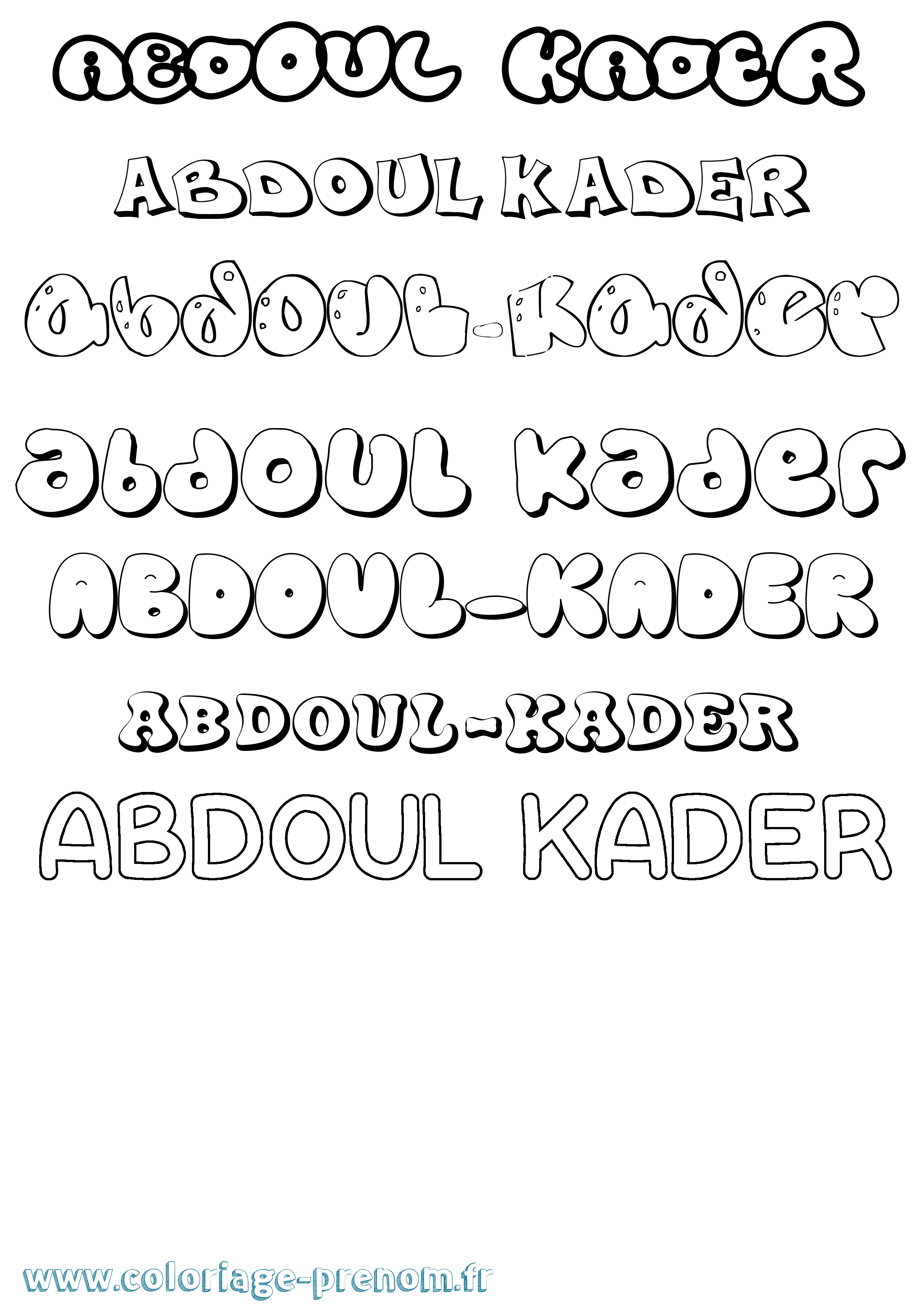 Coloriage prénom Abdoul-Kader Bubble
