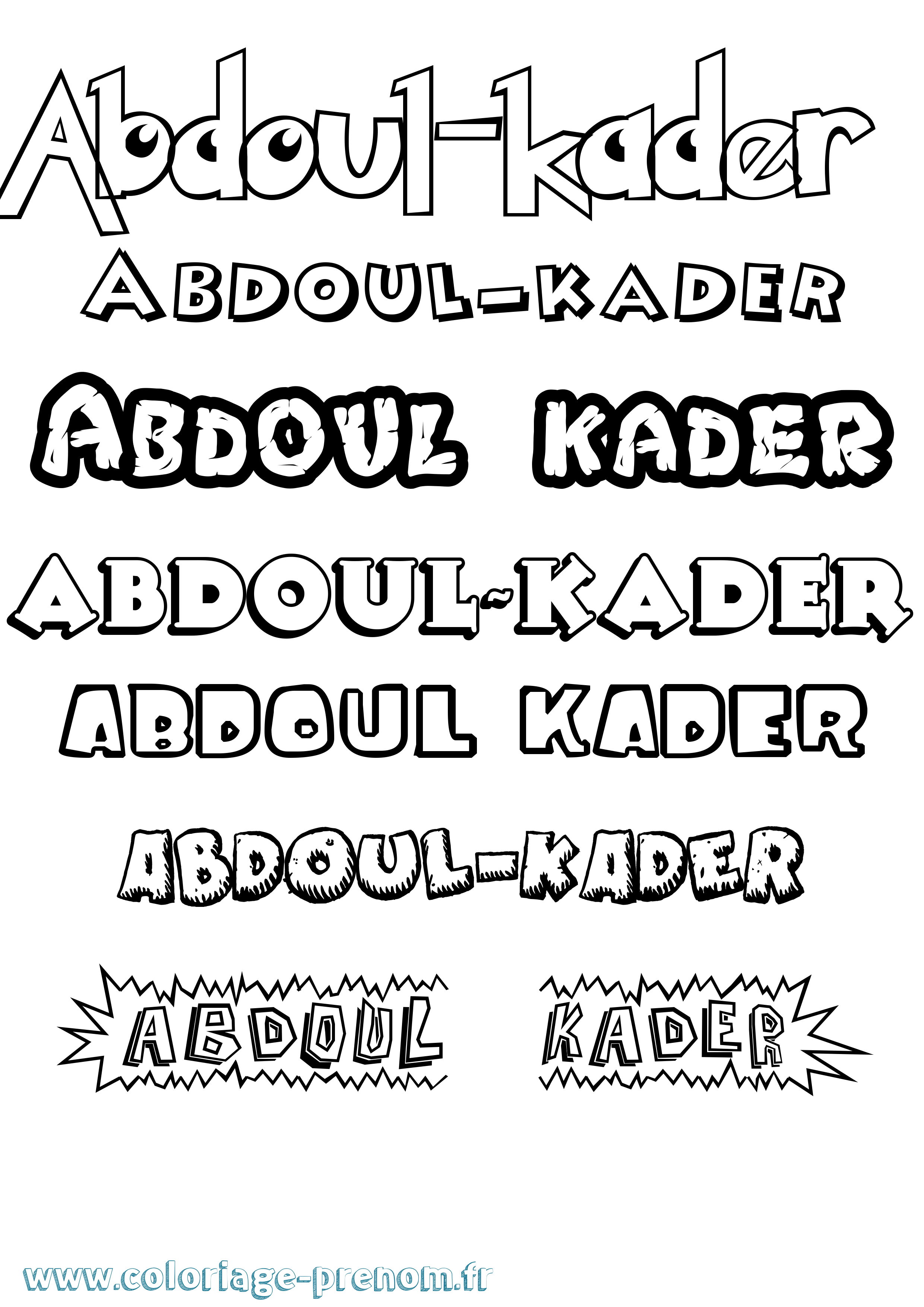 Coloriage prénom Abdoul-Kader Dessin Animé