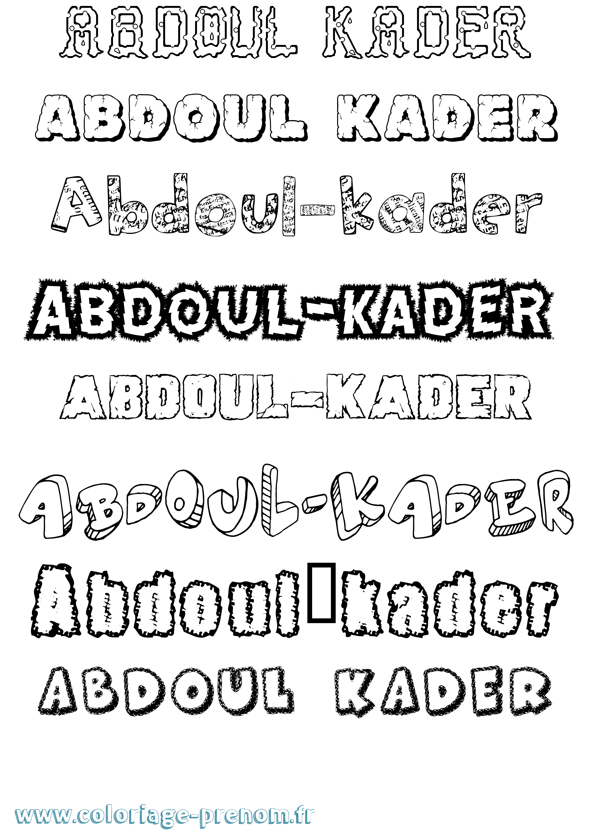 Coloriage prénom Abdoul-Kader Destructuré