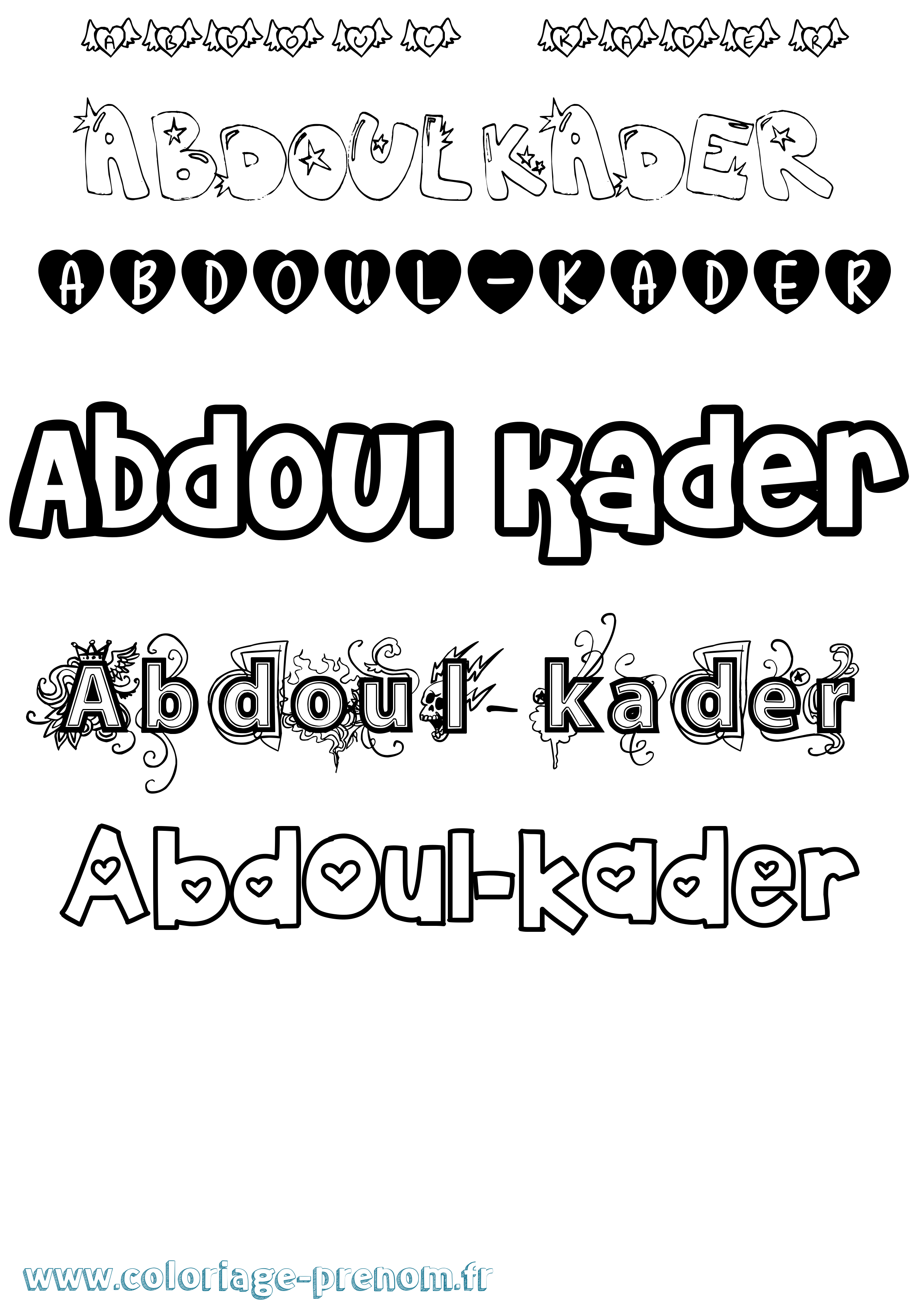 Coloriage prénom Abdoul-Kader Girly