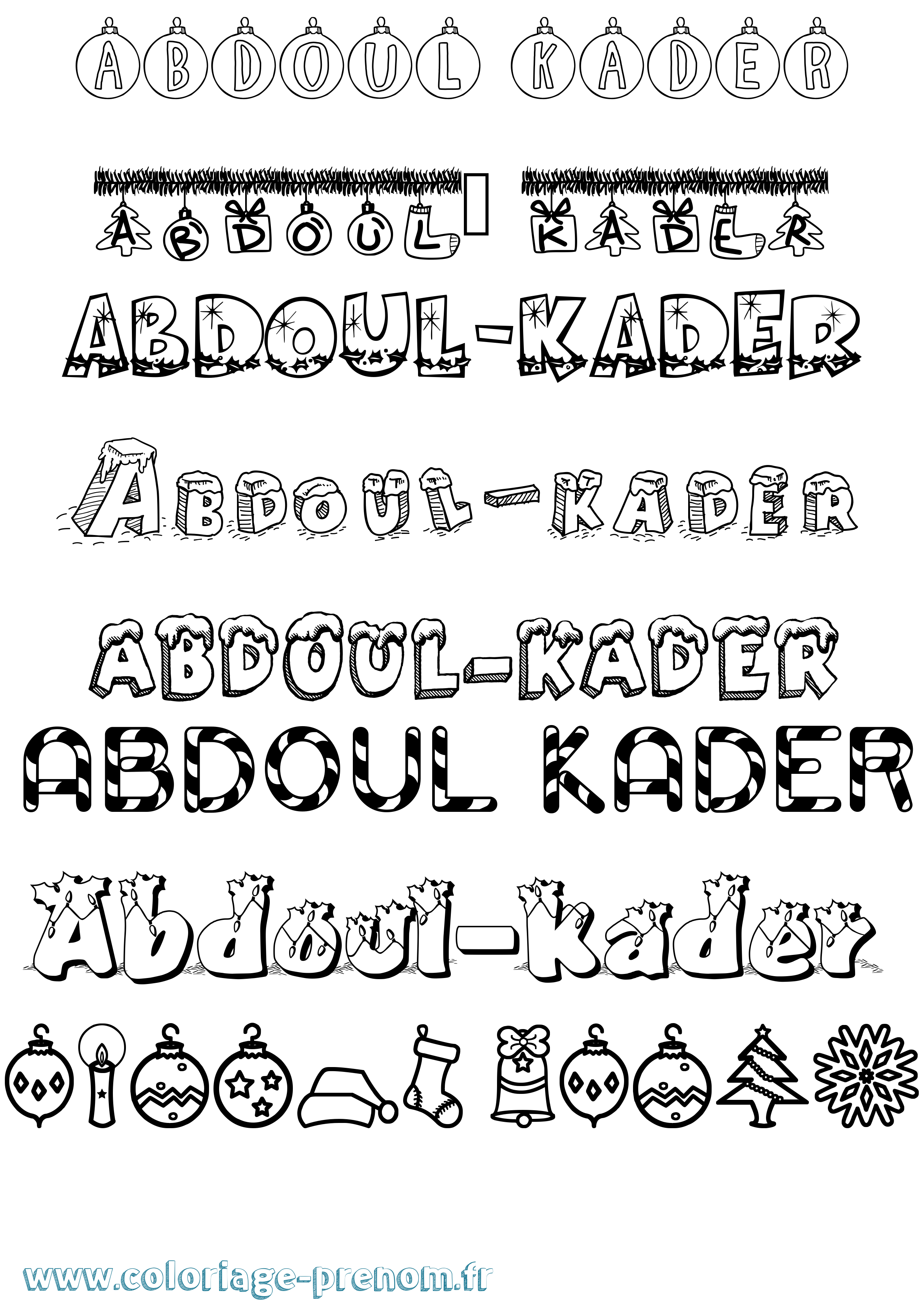 Coloriage prénom Abdoul-Kader Noël