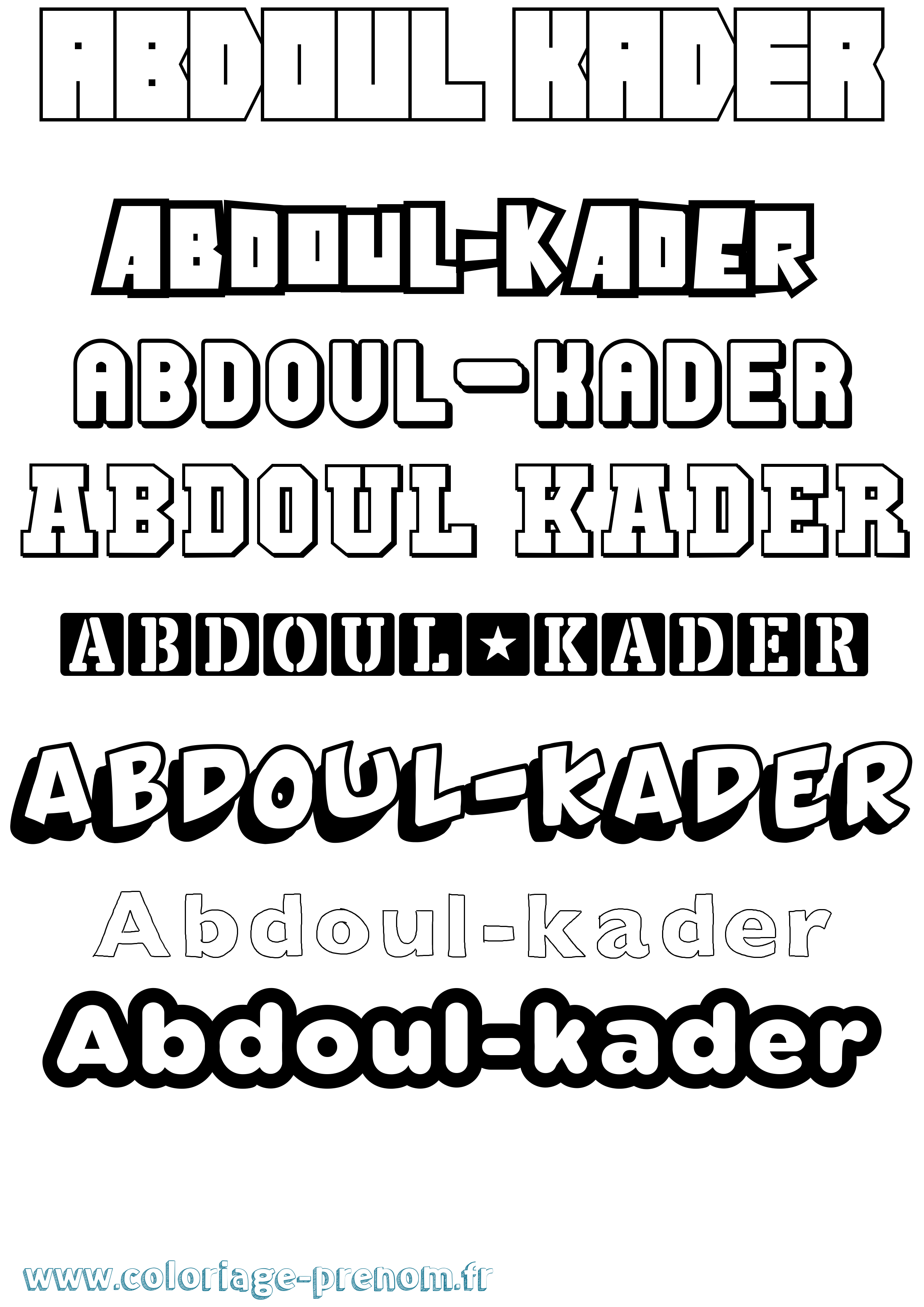 Coloriage prénom Abdoul-Kader Simple