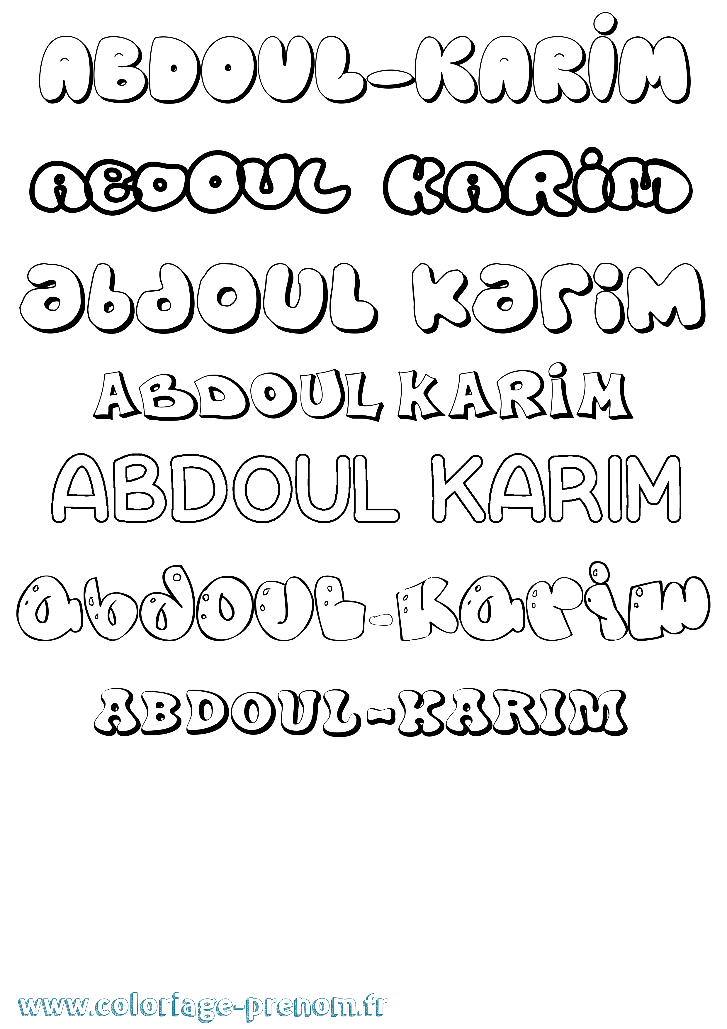 Coloriage prénom Abdoul-Karim Bubble