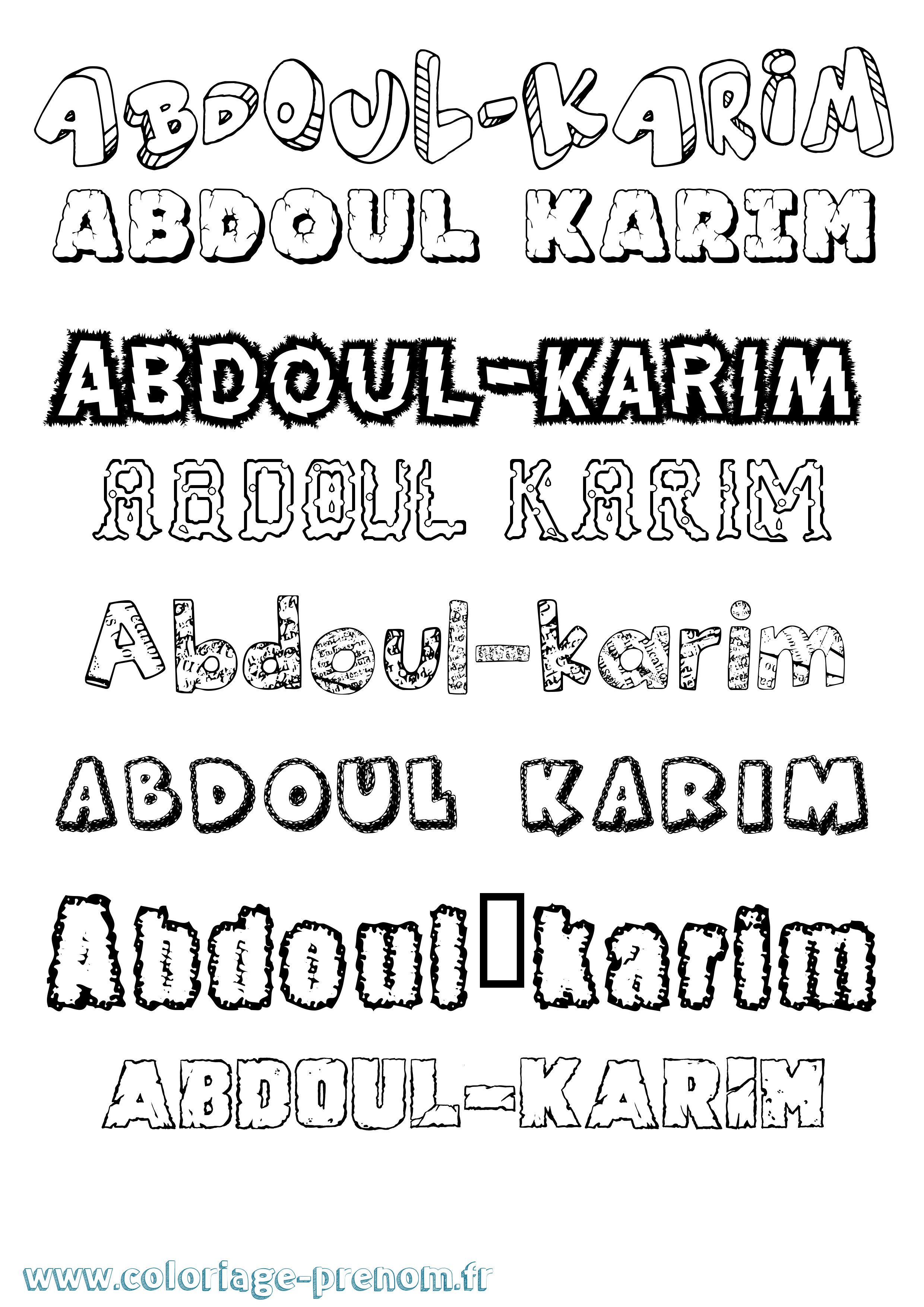 Coloriage prénom Abdoul-Karim Destructuré