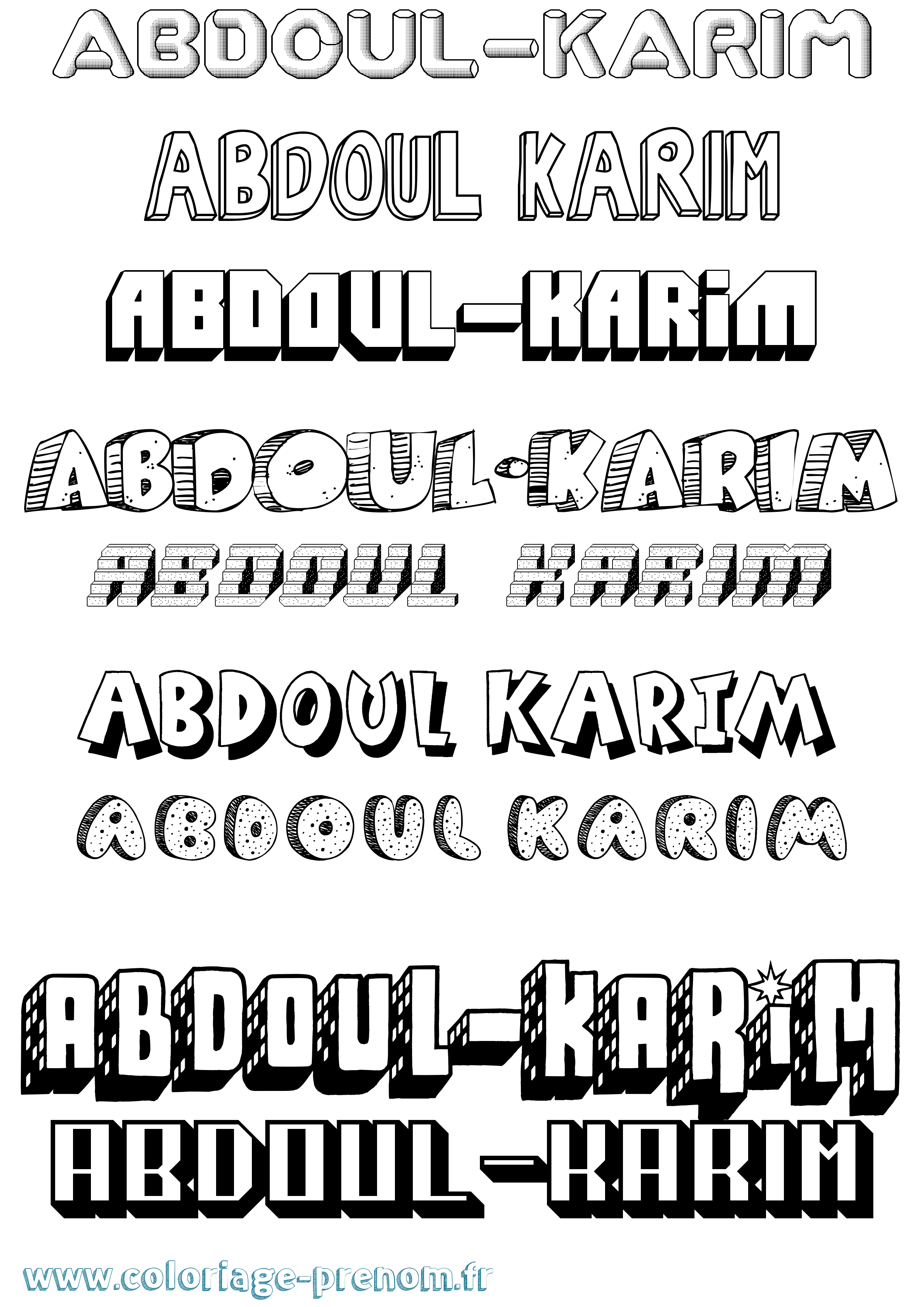 Coloriage prénom Abdoul-Karim Effet 3D