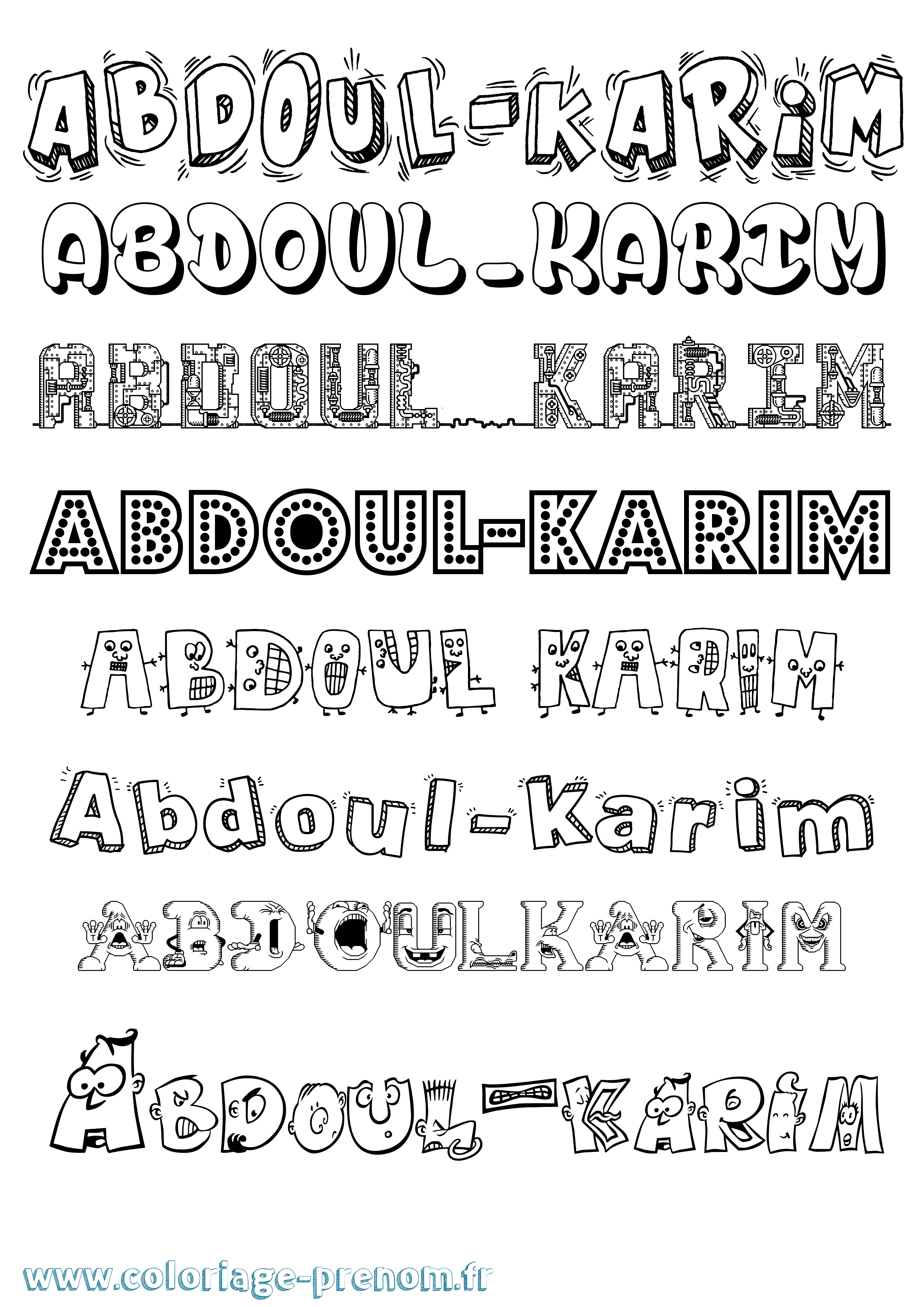 Coloriage prénom Abdoul-Karim Fun