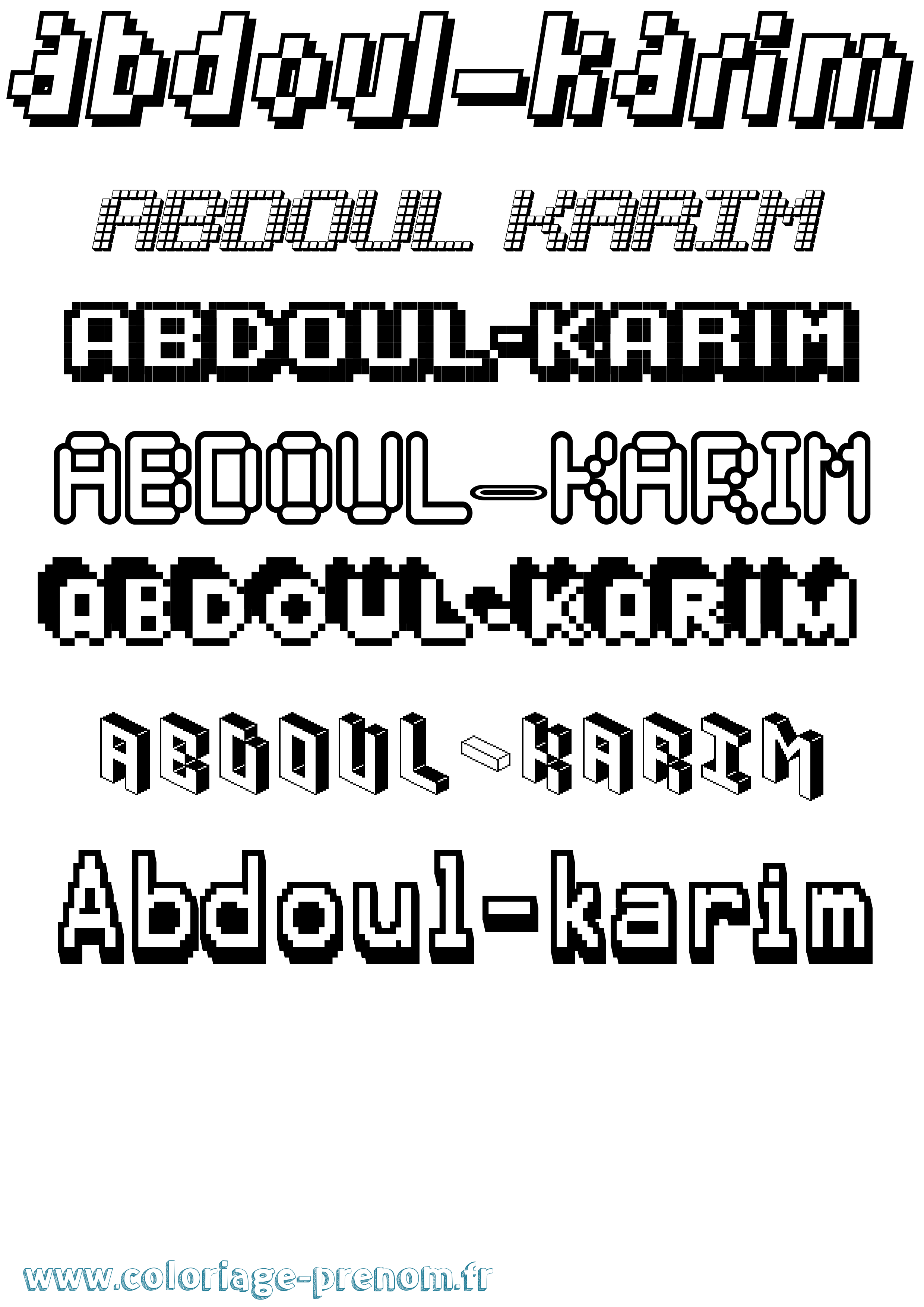 Coloriage prénom Abdoul-Karim Pixel