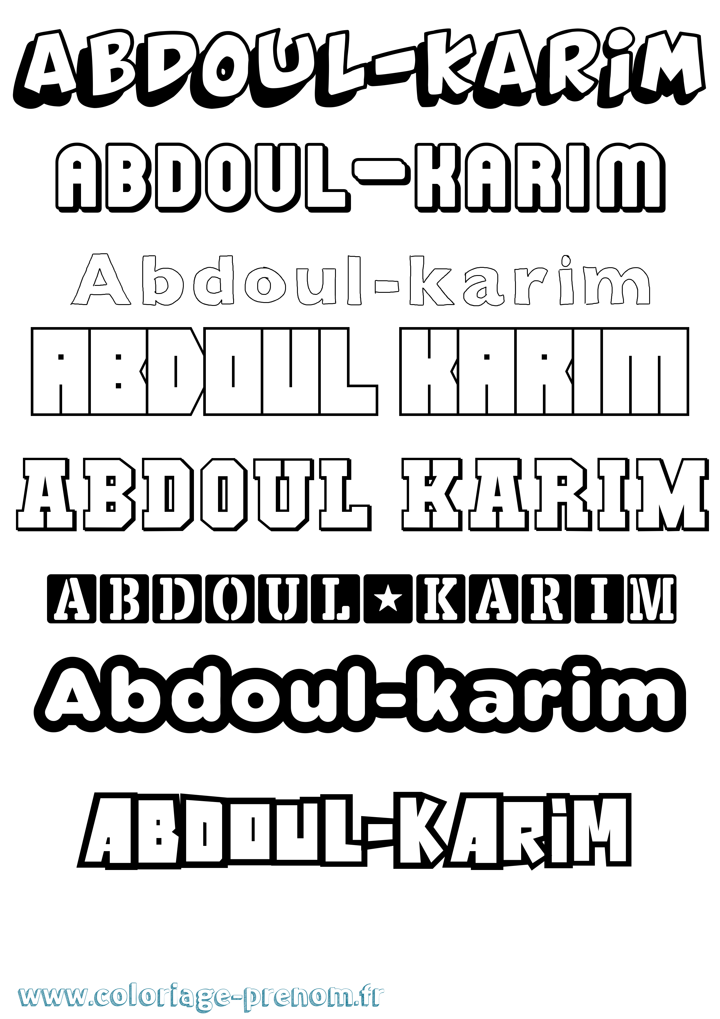 Coloriage prénom Abdoul-Karim Simple