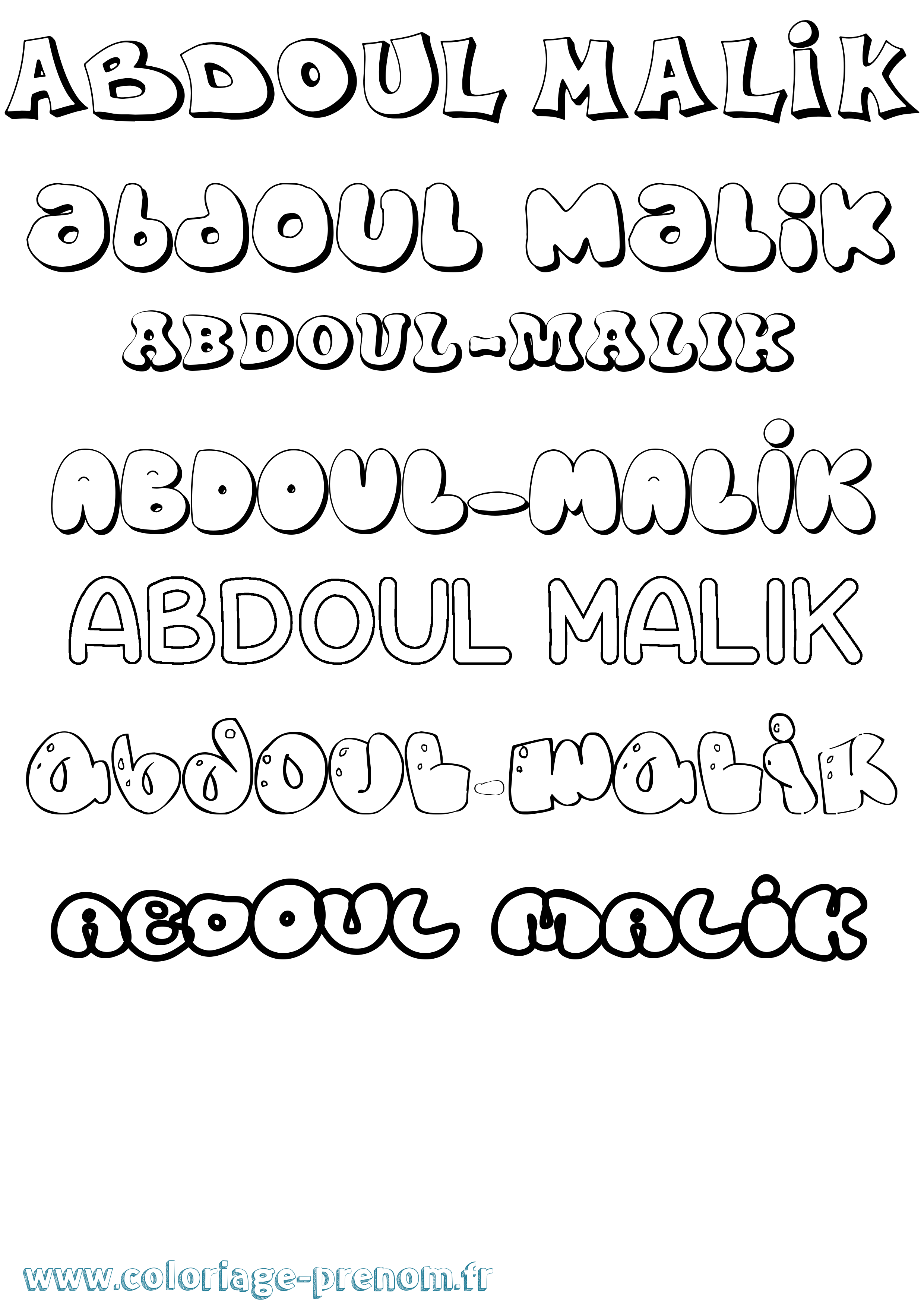 Coloriage prénom Abdoul-Malik Bubble