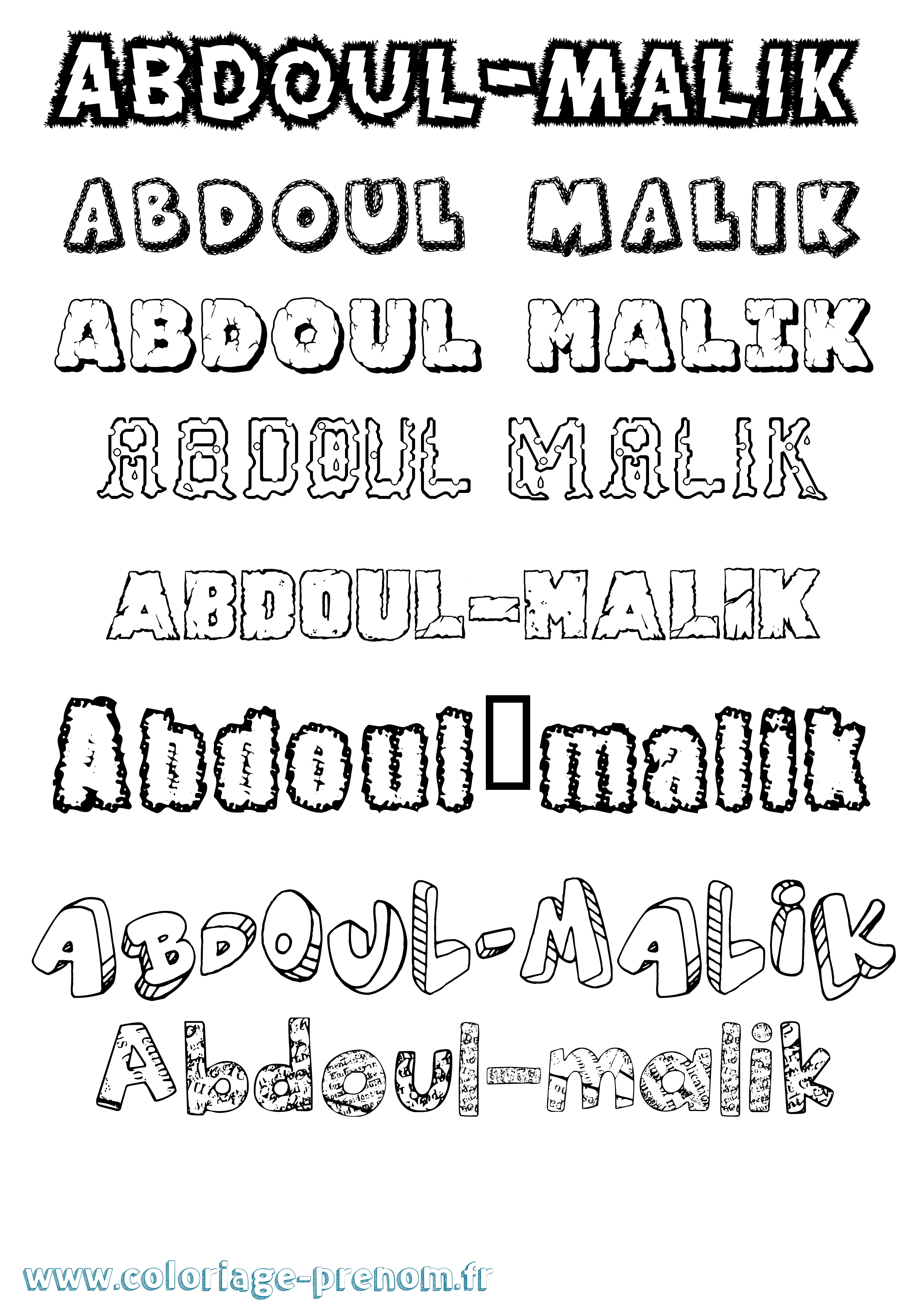 Coloriage prénom Abdoul-Malik Destructuré